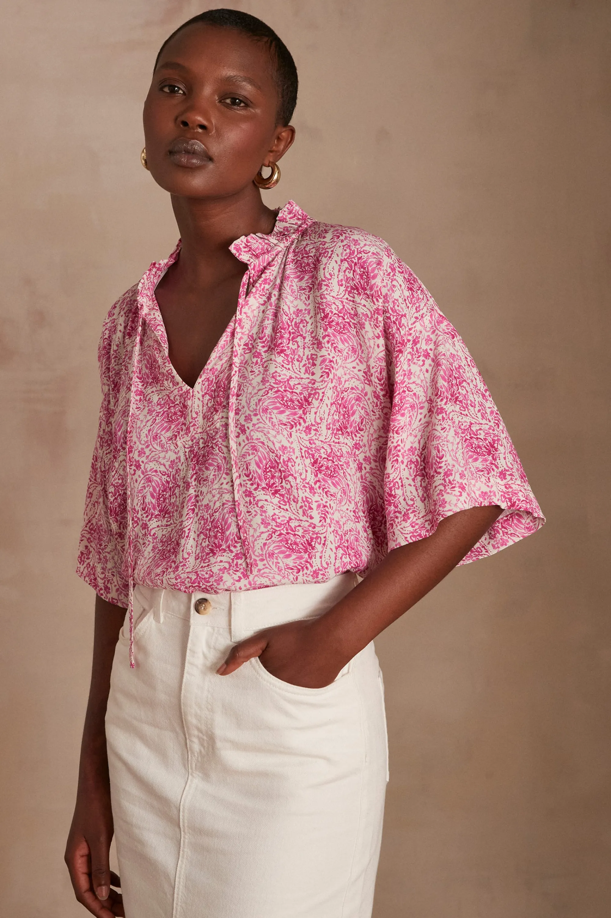 Maison 123 Blouses Et Chemises Imprimées>Blouse BECKY ROSE PALE