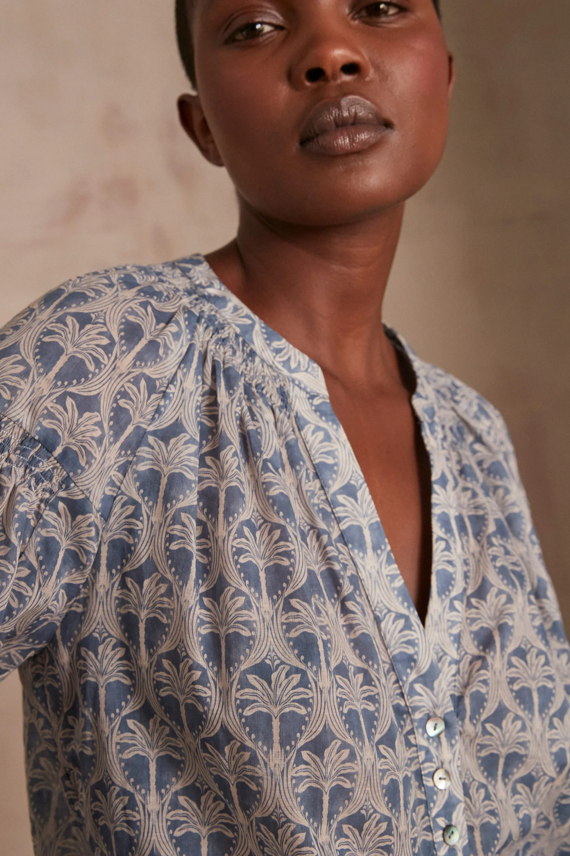 Maison 123 Blouses Et Chemises Imprimées | Blouses Et Chemises En Coton>Blouse BRUNE LAVANDE
