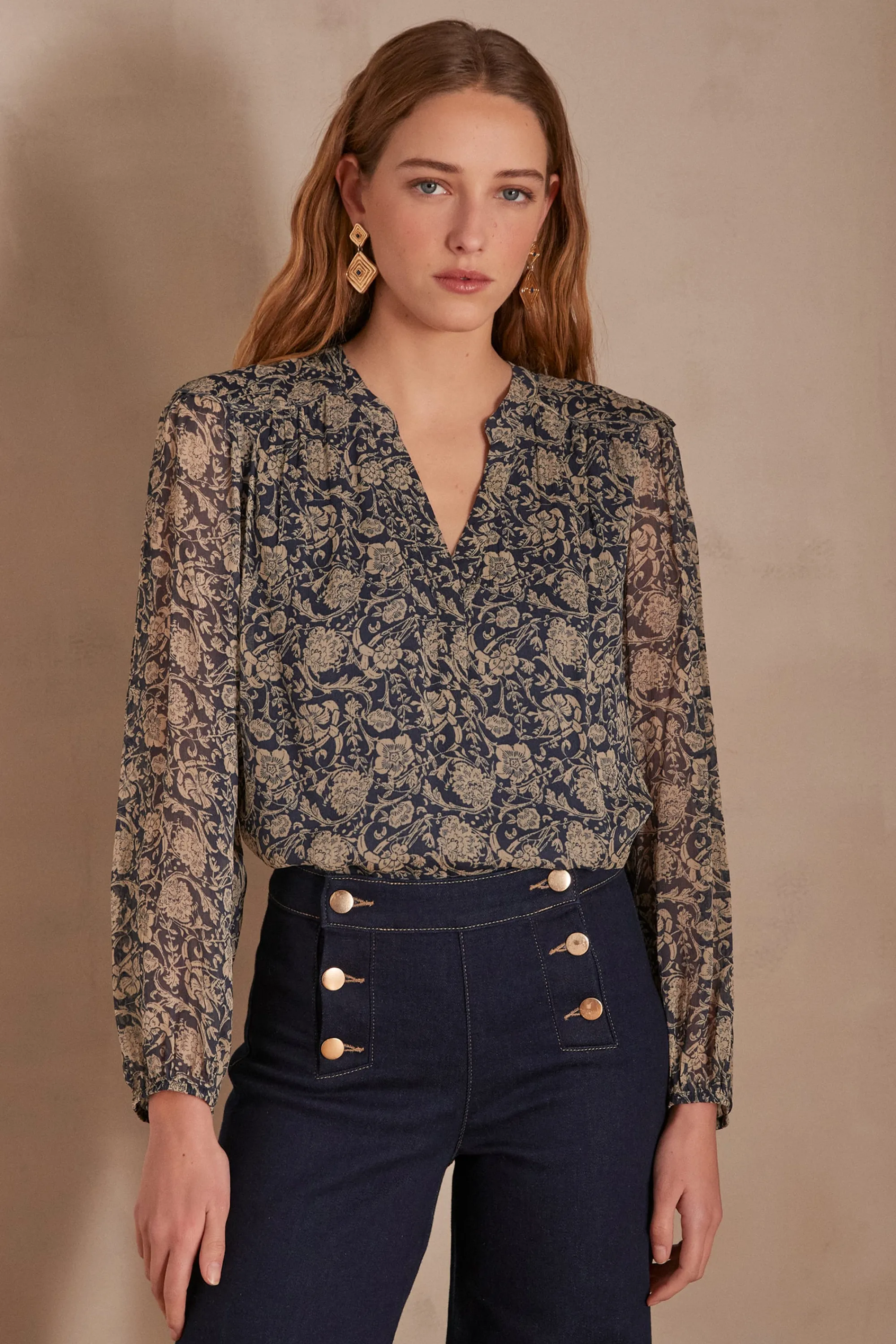 Maison 123 Blouses Et Chemises Imprimées>Blouse BRUNETTE MARINE