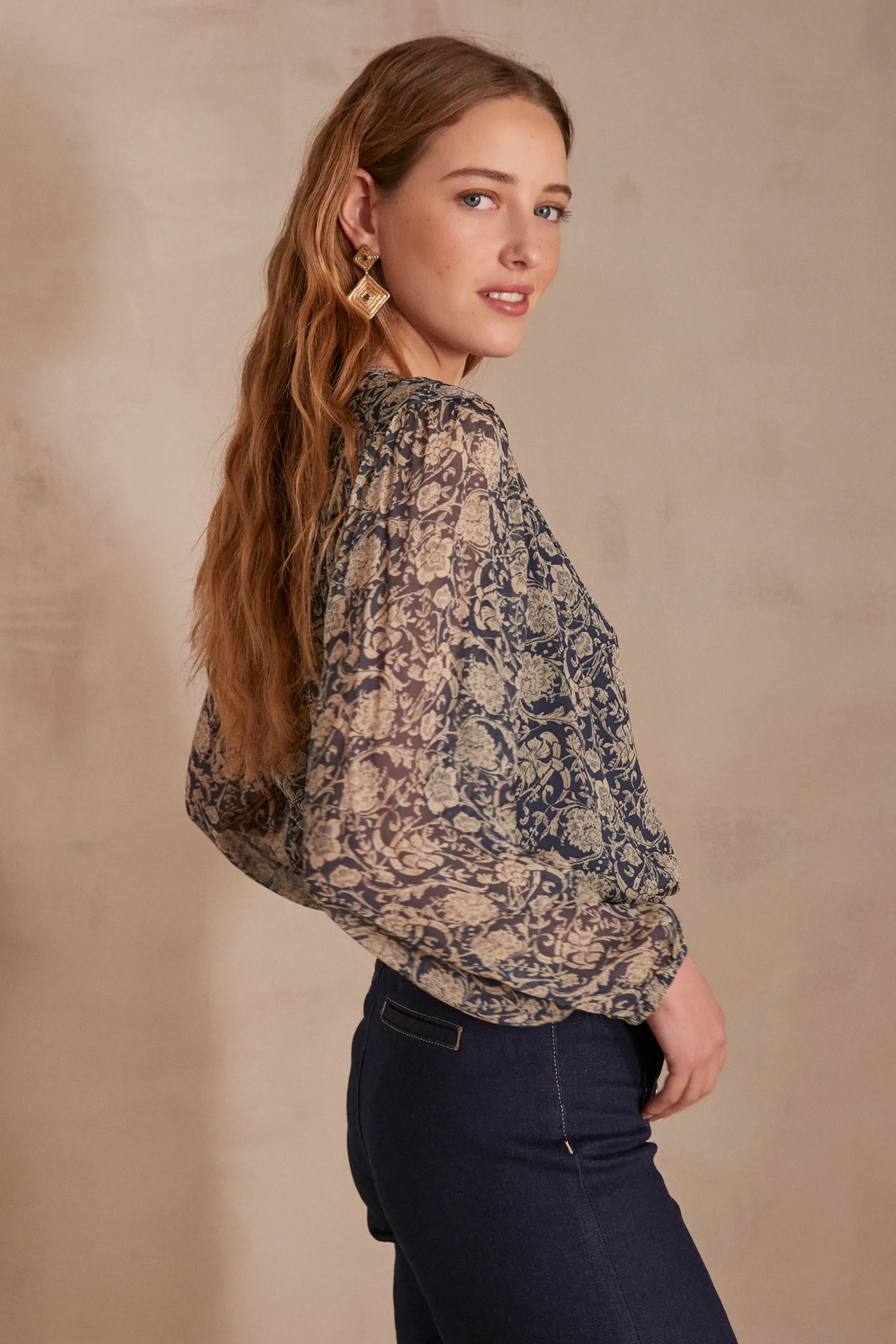 Maison 123 Blouses Et Chemises Imprimées>Blouse BRUNETTE MARINE