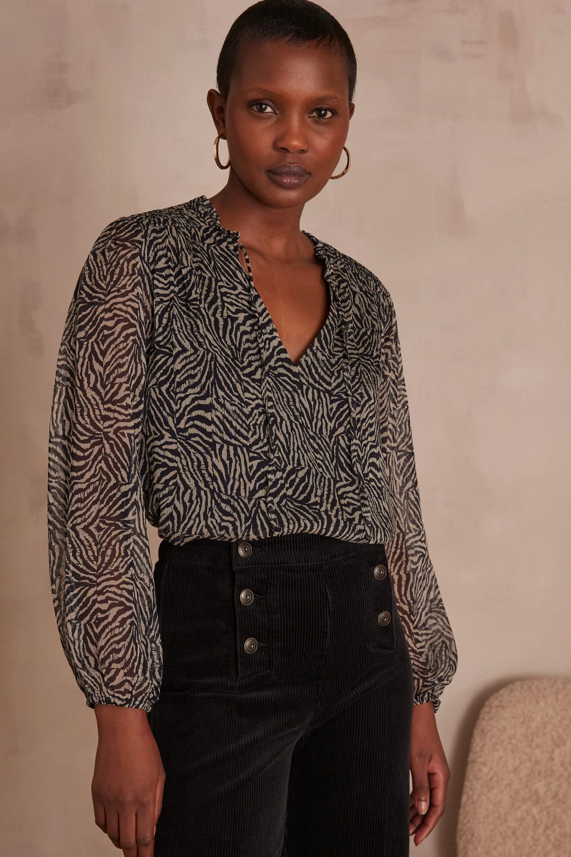 Maison 123 Blouses Et Chemises Imprimées | Blouses Et Chemises Noires>Blouse PRISCA NOIR