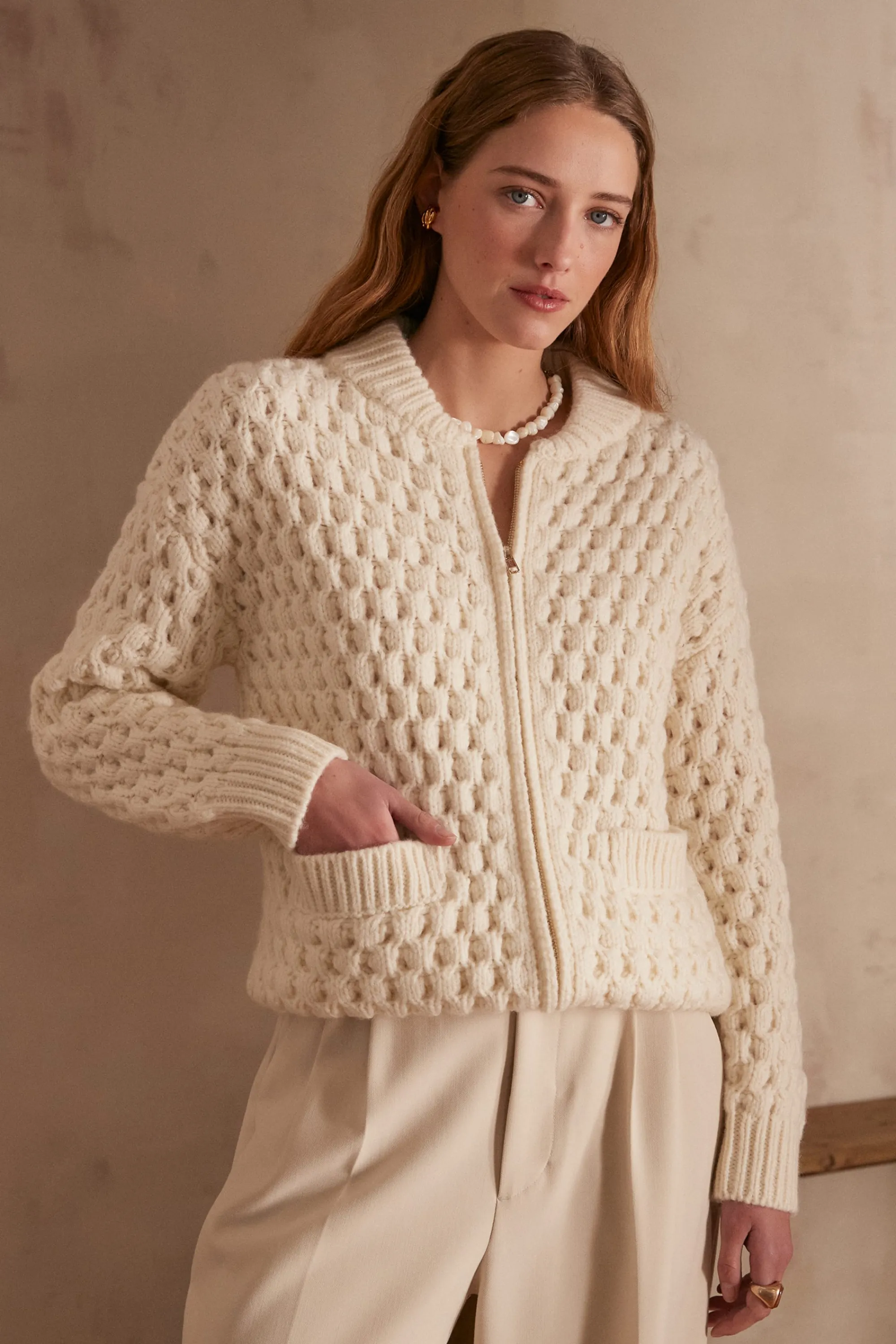 Maison 123 Gilets Longs | Voir Tout>Cardigan SULIMANE CREME