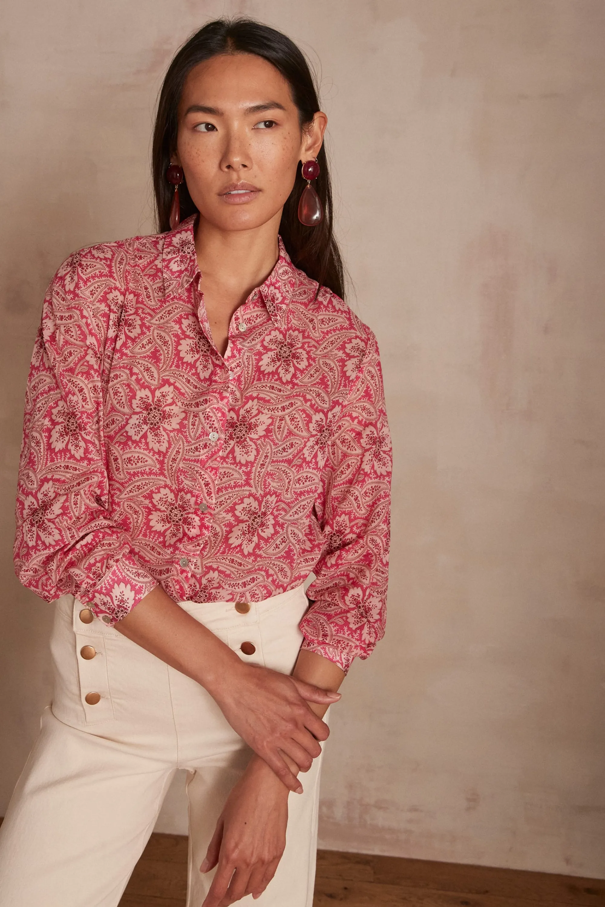 Maison 123 Blouses Et Chemises Imprimées | Blouses Et Chemises En Coton>Chemise Colette ROSE