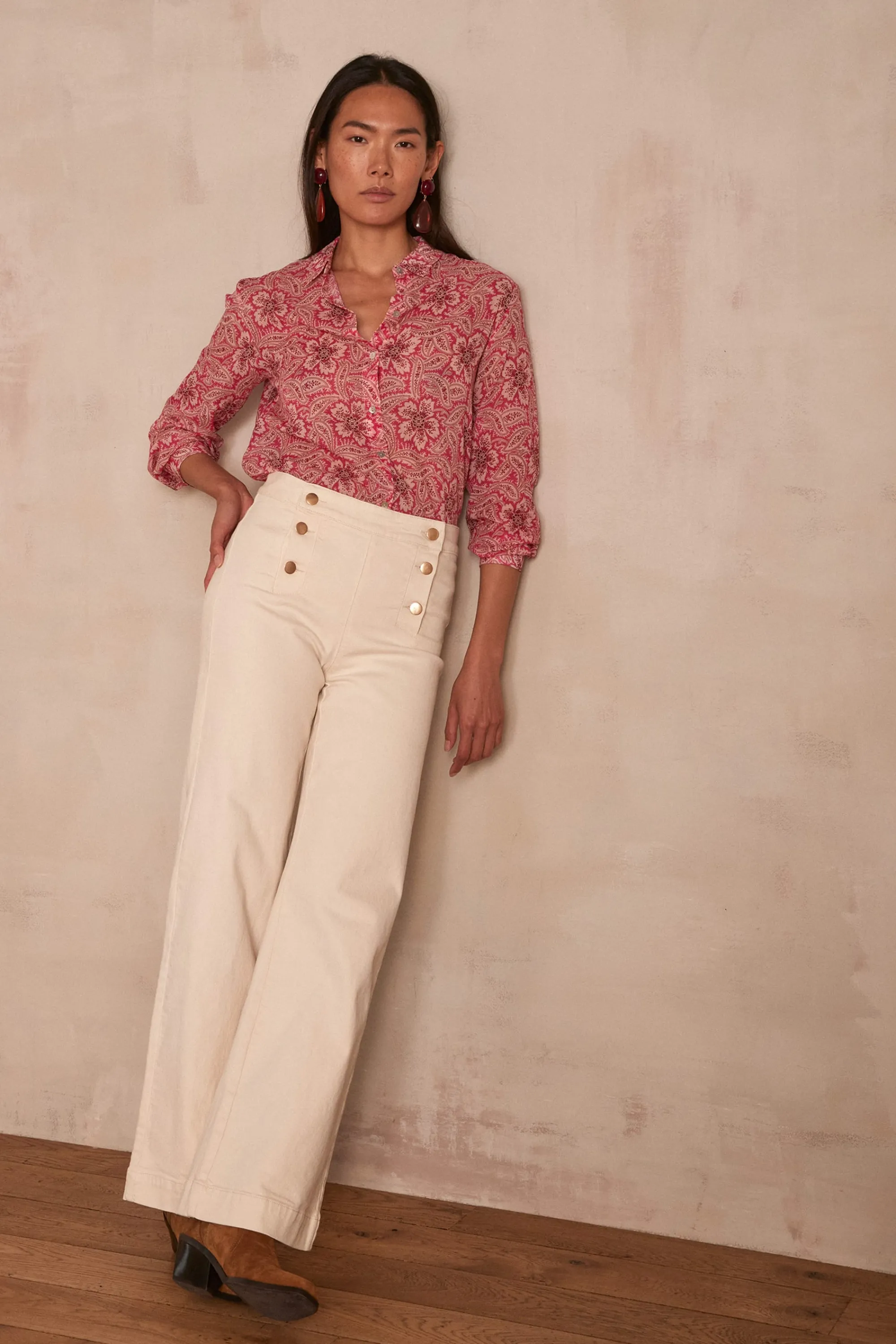 Maison 123 Blouses Et Chemises Imprimées | Blouses Et Chemises En Coton>Chemise Colette ROSE