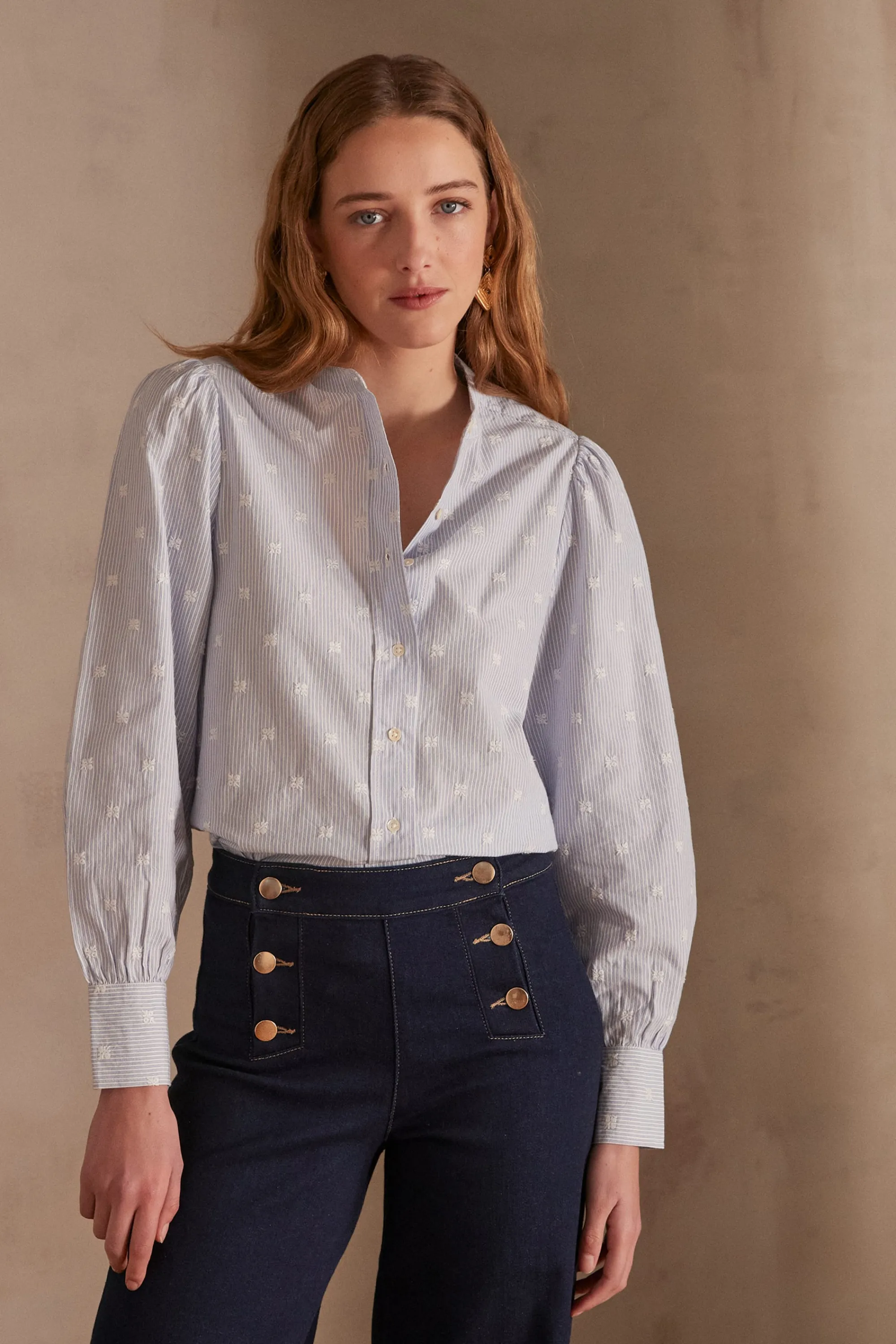 Maison 123 Blouses Et Chemises Imprimées | Blouses Et Chemises En Coton>Chemise PENSEE BLEU CIEL