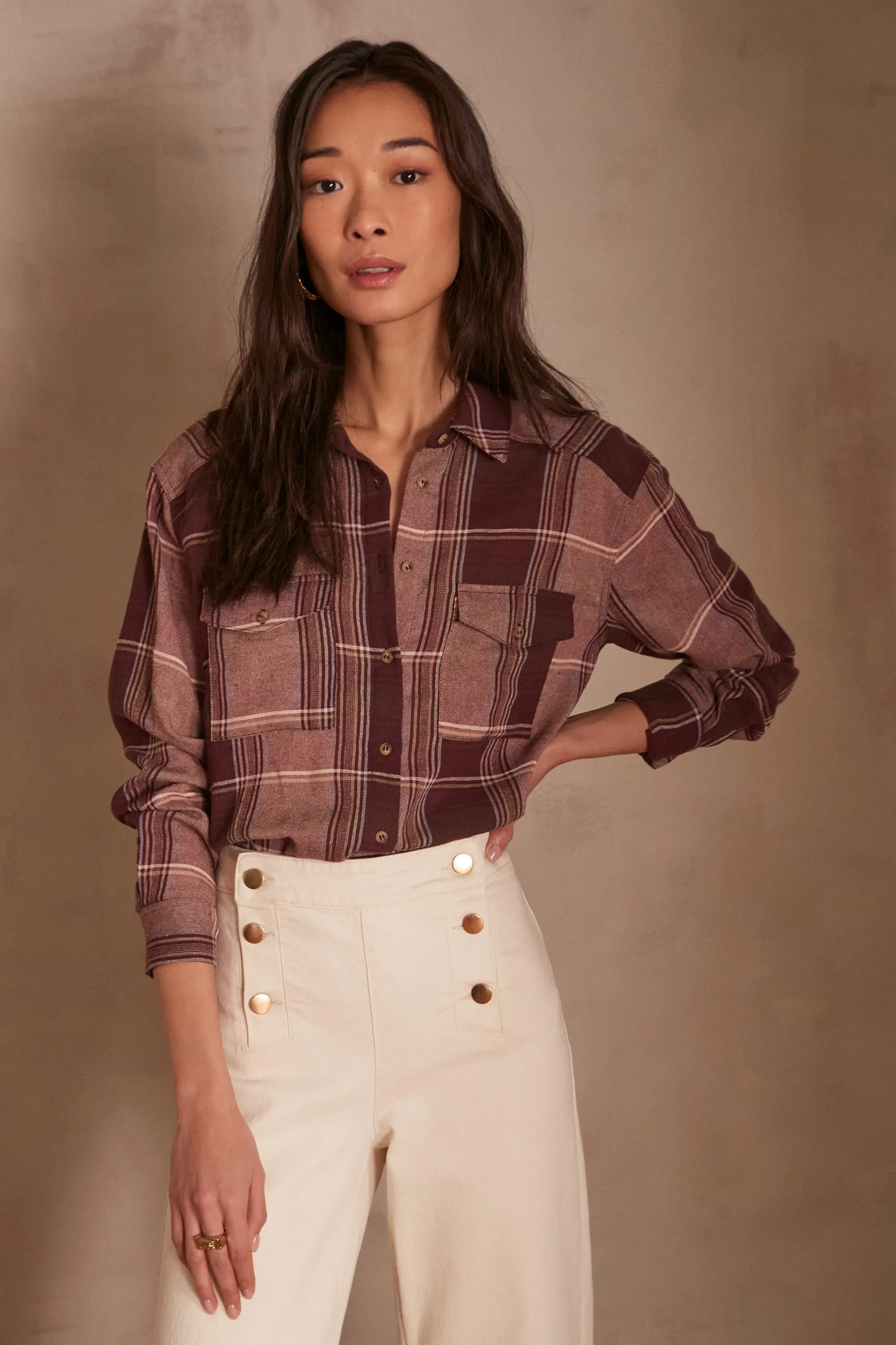 Maison 123 Blouses Et Chemises Imprimées | Blouses Et Chemises En Coton>Chemise PETRA ROSE FONCE