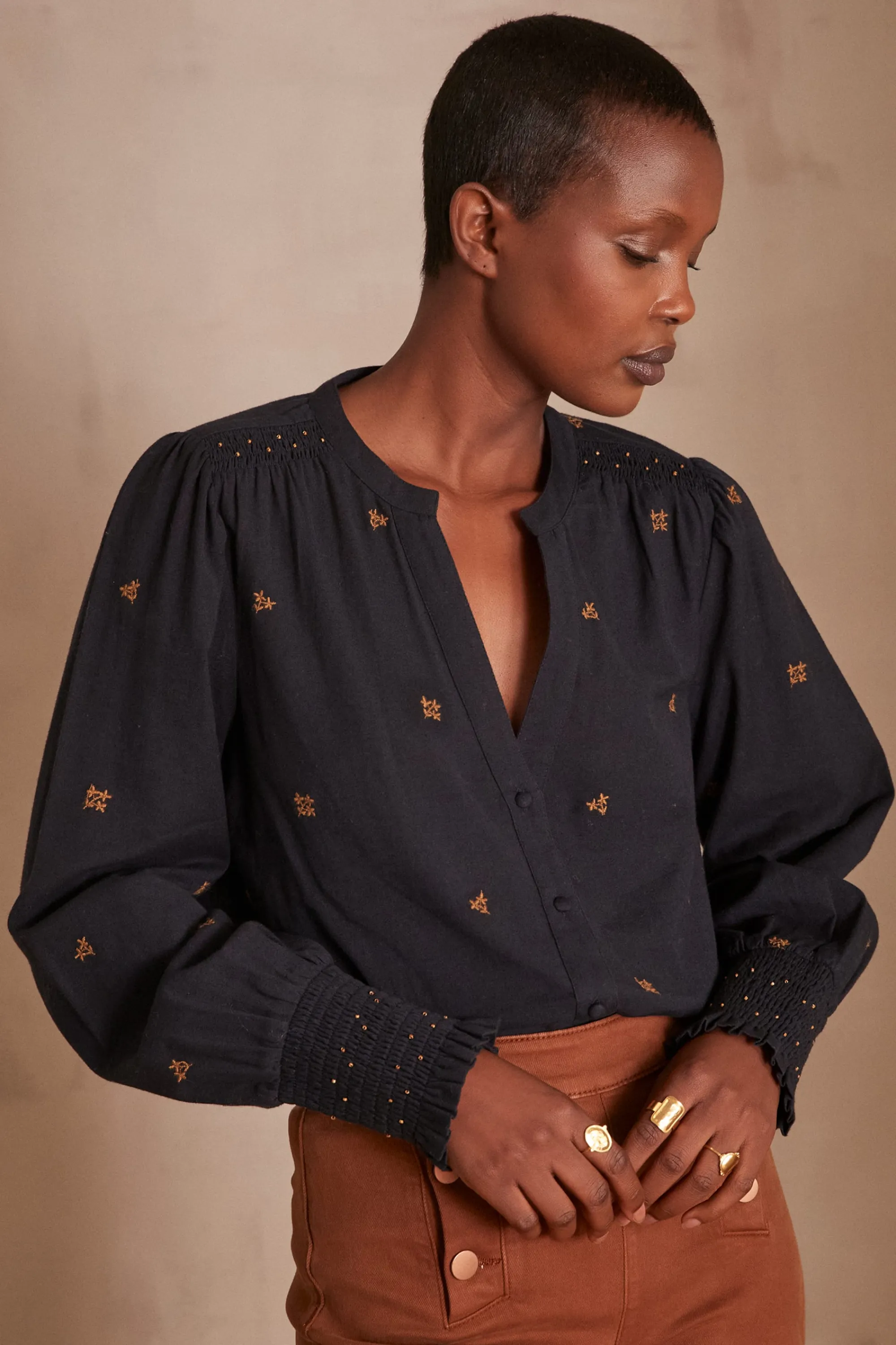 Maison 123 Blouses Et Chemises En Coton | Blouses Et Chemises Brodées>Chemisier BAPTISTE MARINE