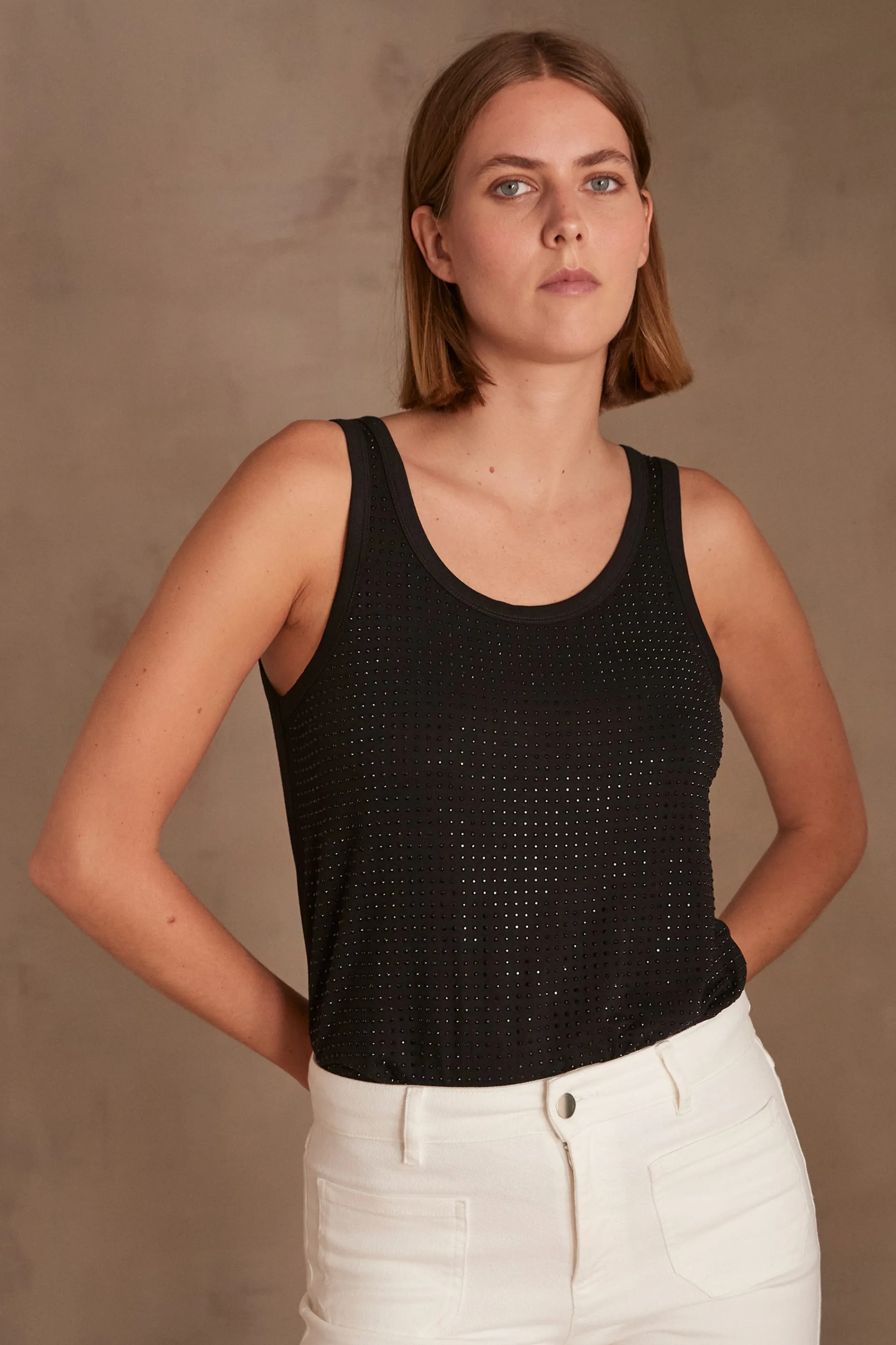 Maison 123 T-Shirts Col Rond | Débardeurs>Débardeur TERRY NOIR