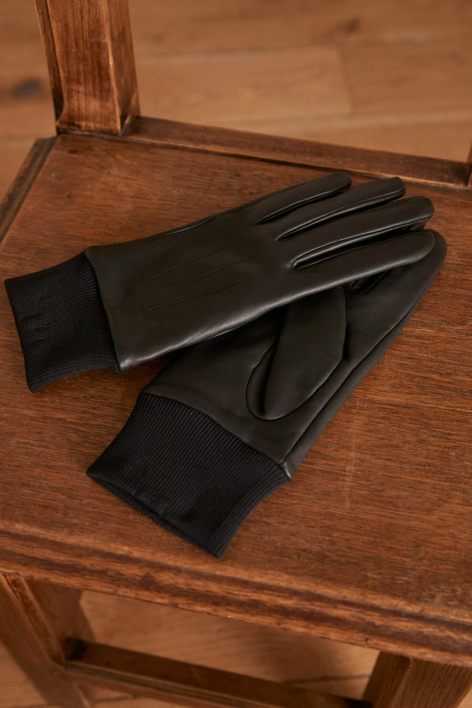 Maison 123 Gants>Gants en cuir ANATOLE NOIR