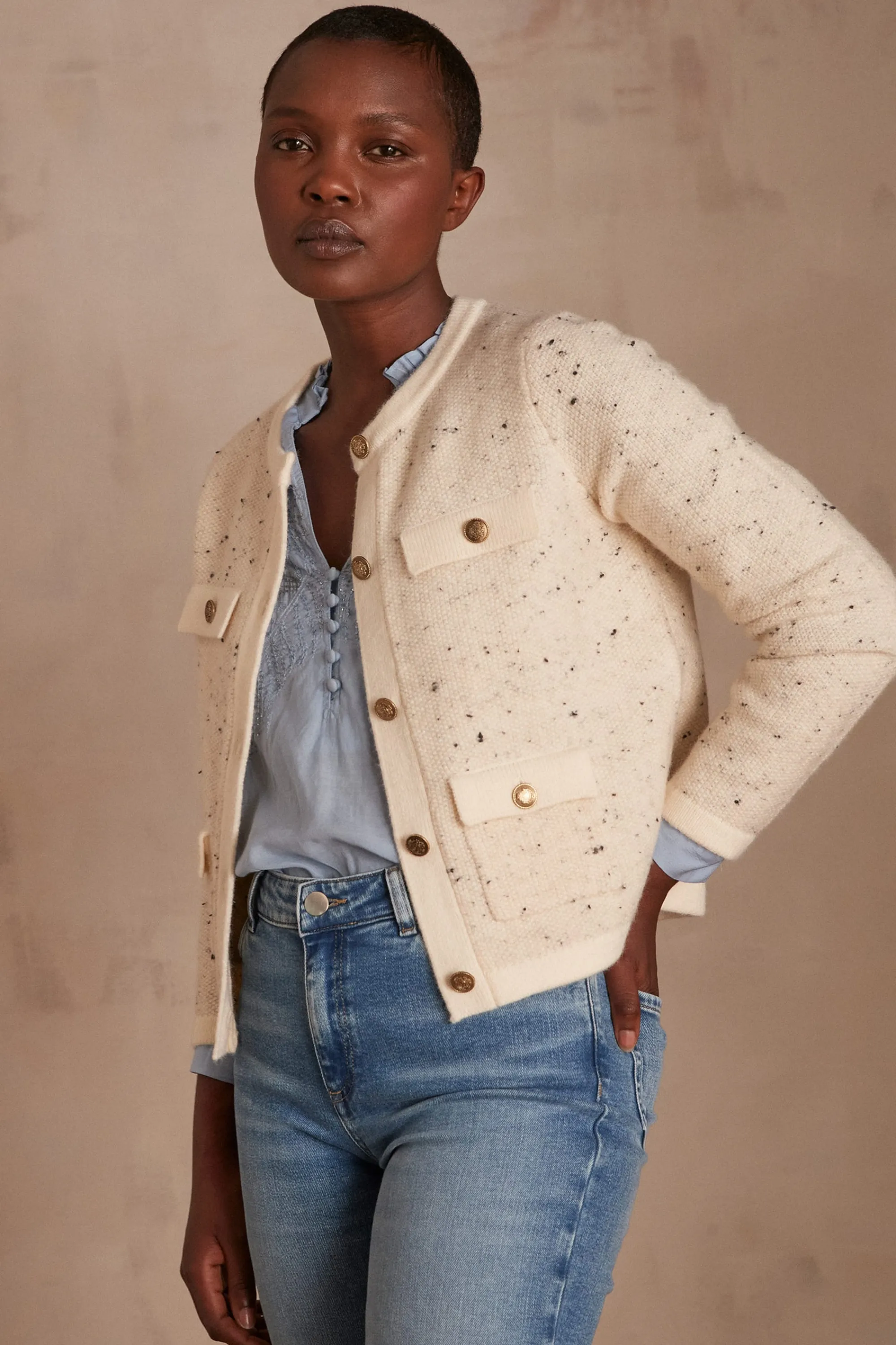 Maison 123 Gilets Courts>Gilet CHARLINE CREME