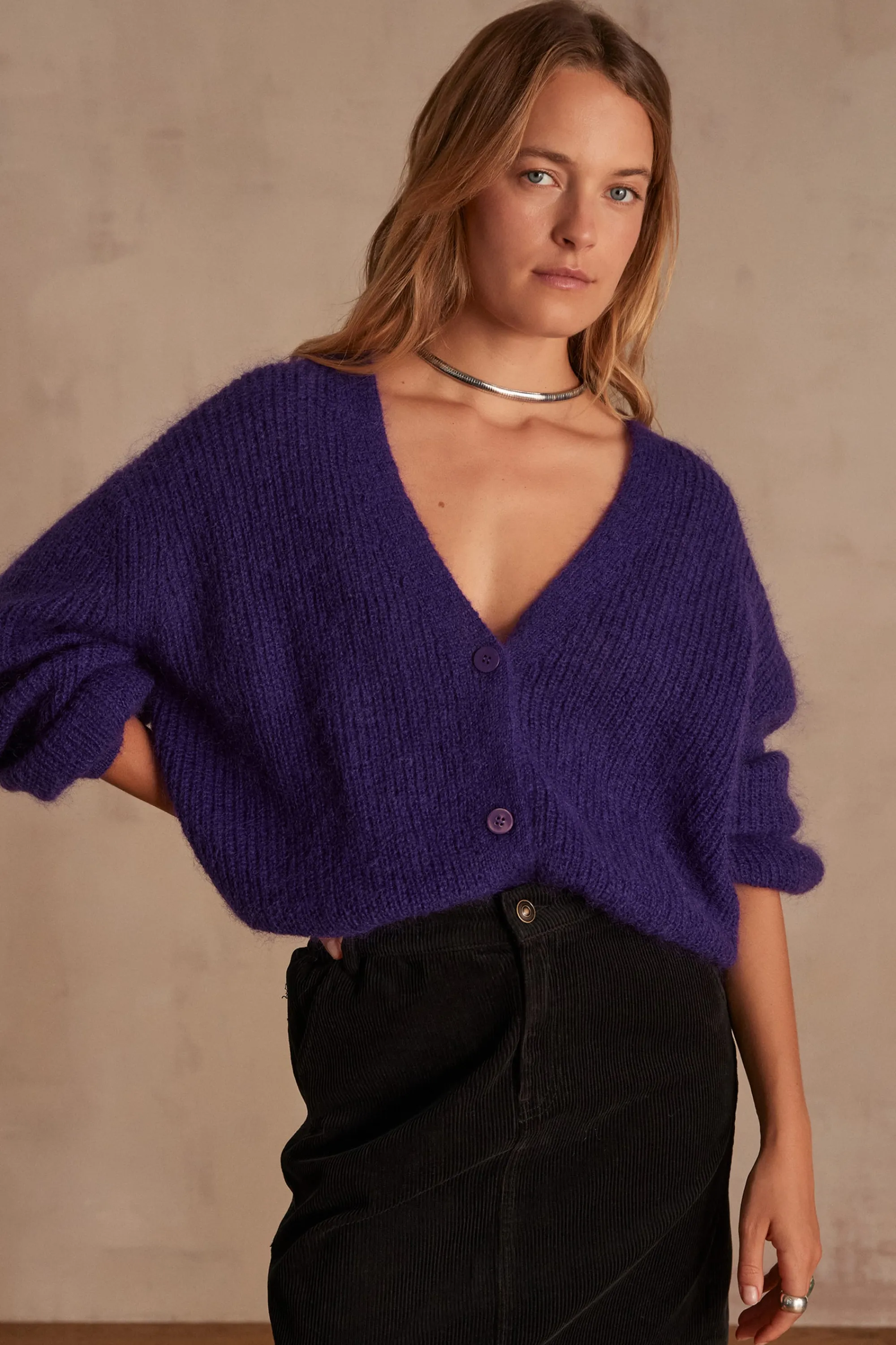 Maison 123 Gilets Courts>Gilet en mailles CHELTON VIOLET