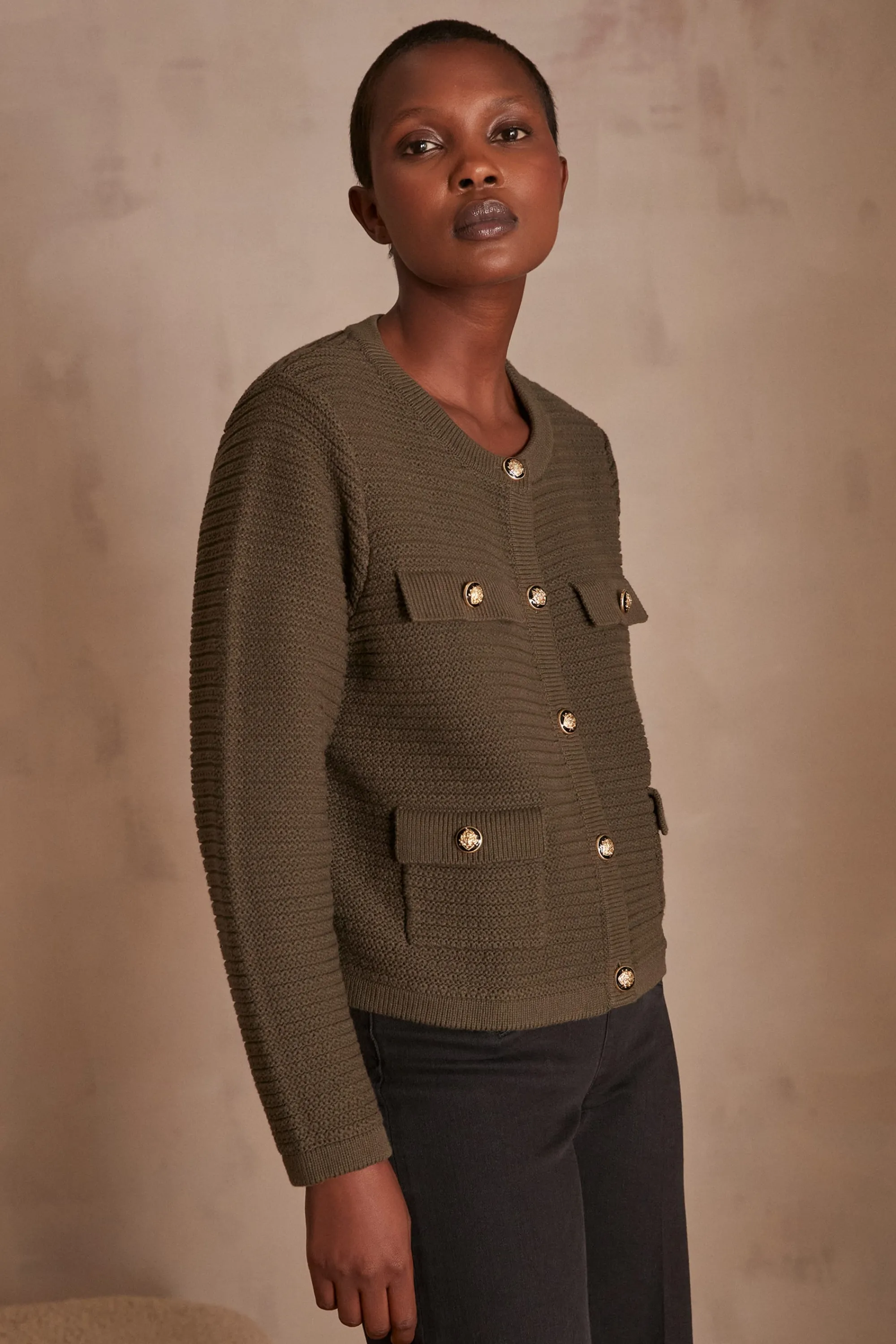 Maison 123 Gilets Courts>Gilet LILY KAKI