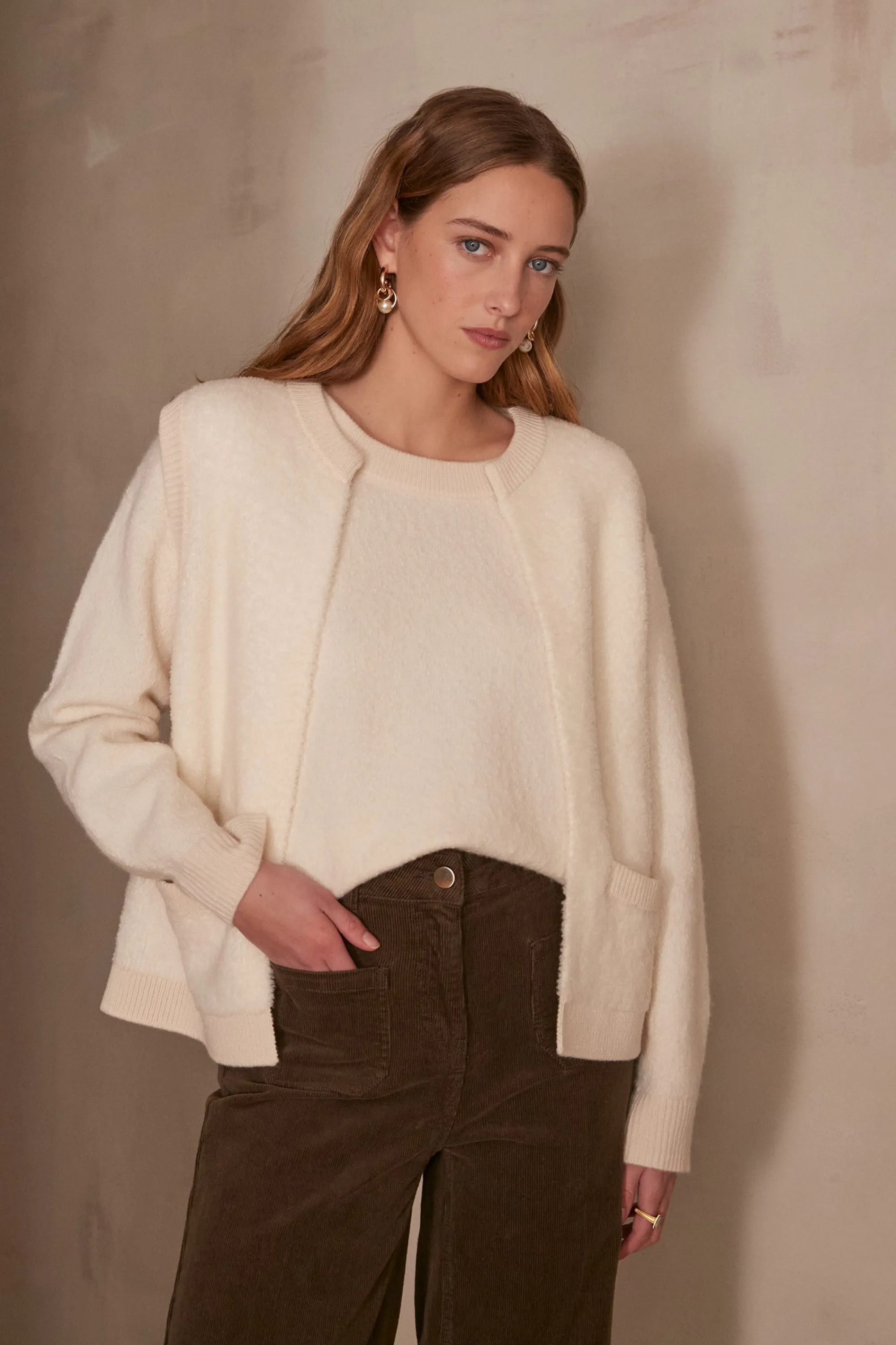 Maison 123 Gilets Courts | Gilets Sans Manches>Gilet sans manches CLARENCE CREME