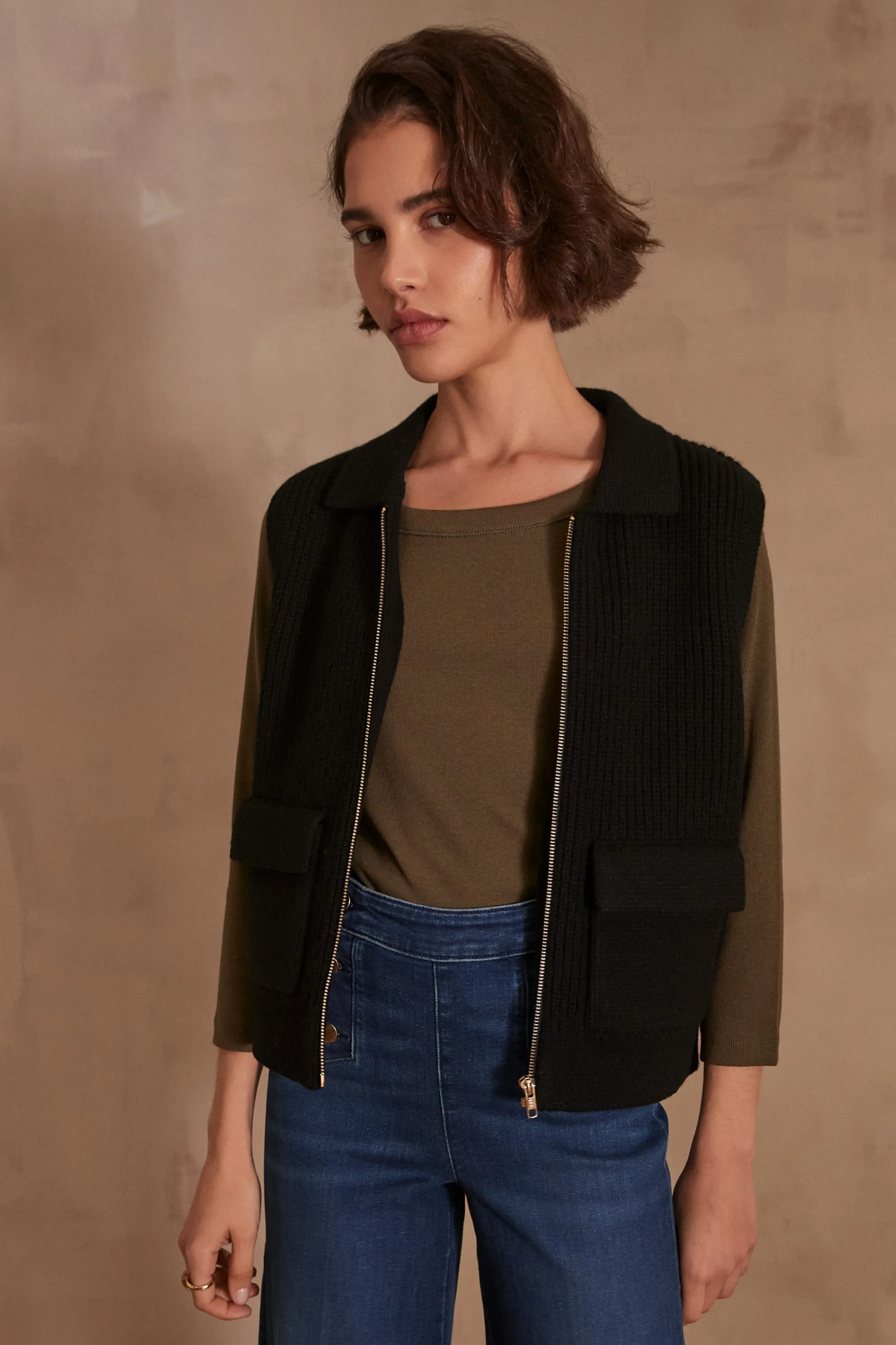Maison 123 Gilets Sans Manches | Vestes Sans Manches>Gilet sans manches en laine SIMON NOIR