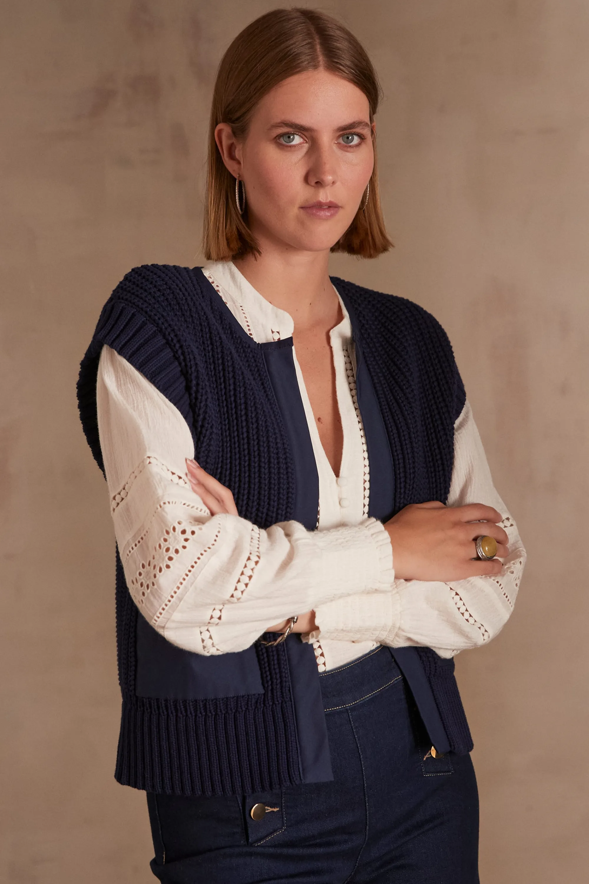 Maison 123 Gilets Courts | Gilets Sans Manches>Gilet sans manches LAURENA MARINE