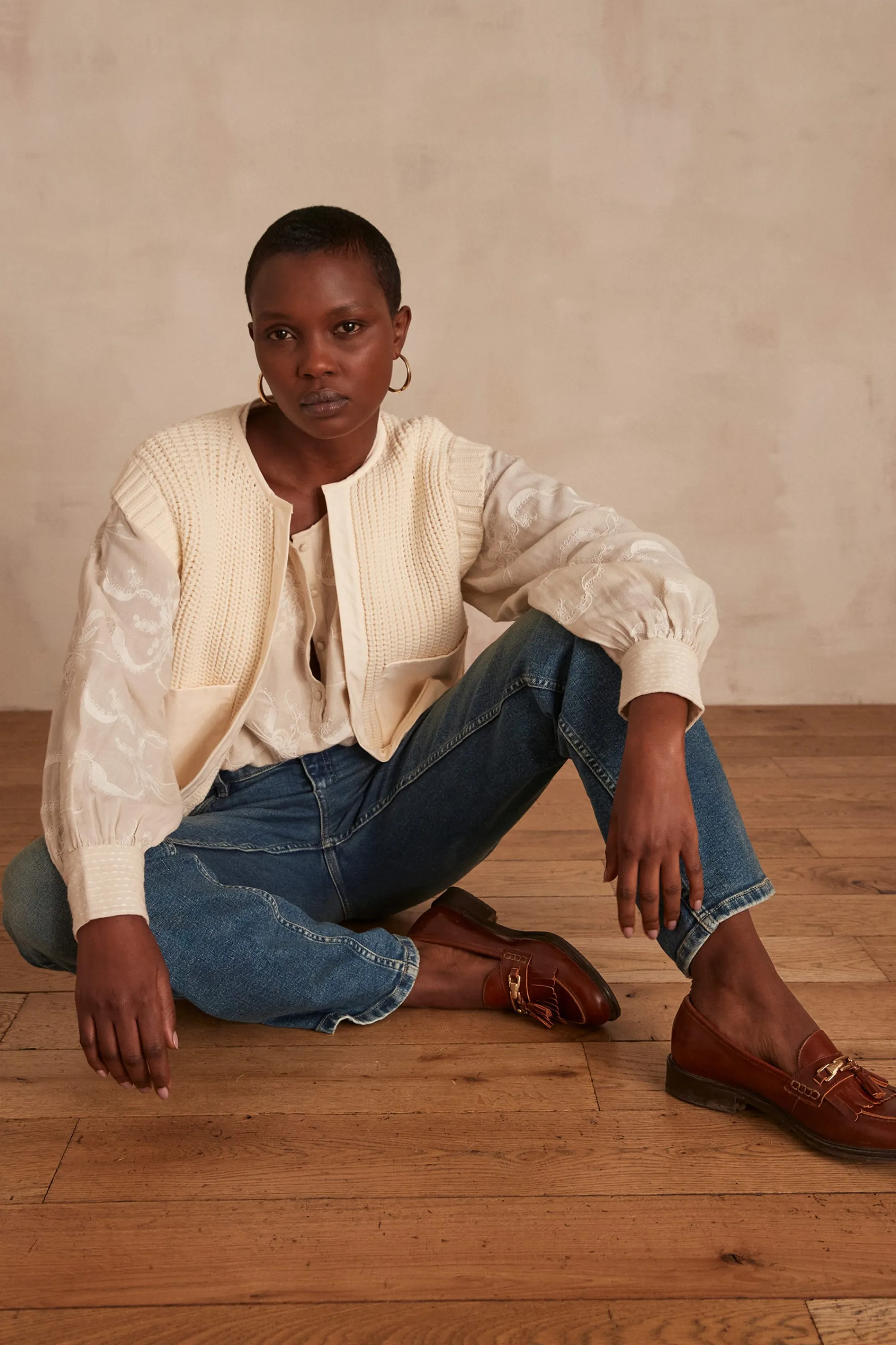 Maison 123 Gilets Courts | Gilets Sans Manches>Gilet sans manches Laurena Produit labellisé We Care mettant en avant l'utilisation de matières plus responsables et la valorisation de la production locale IVOIRE
