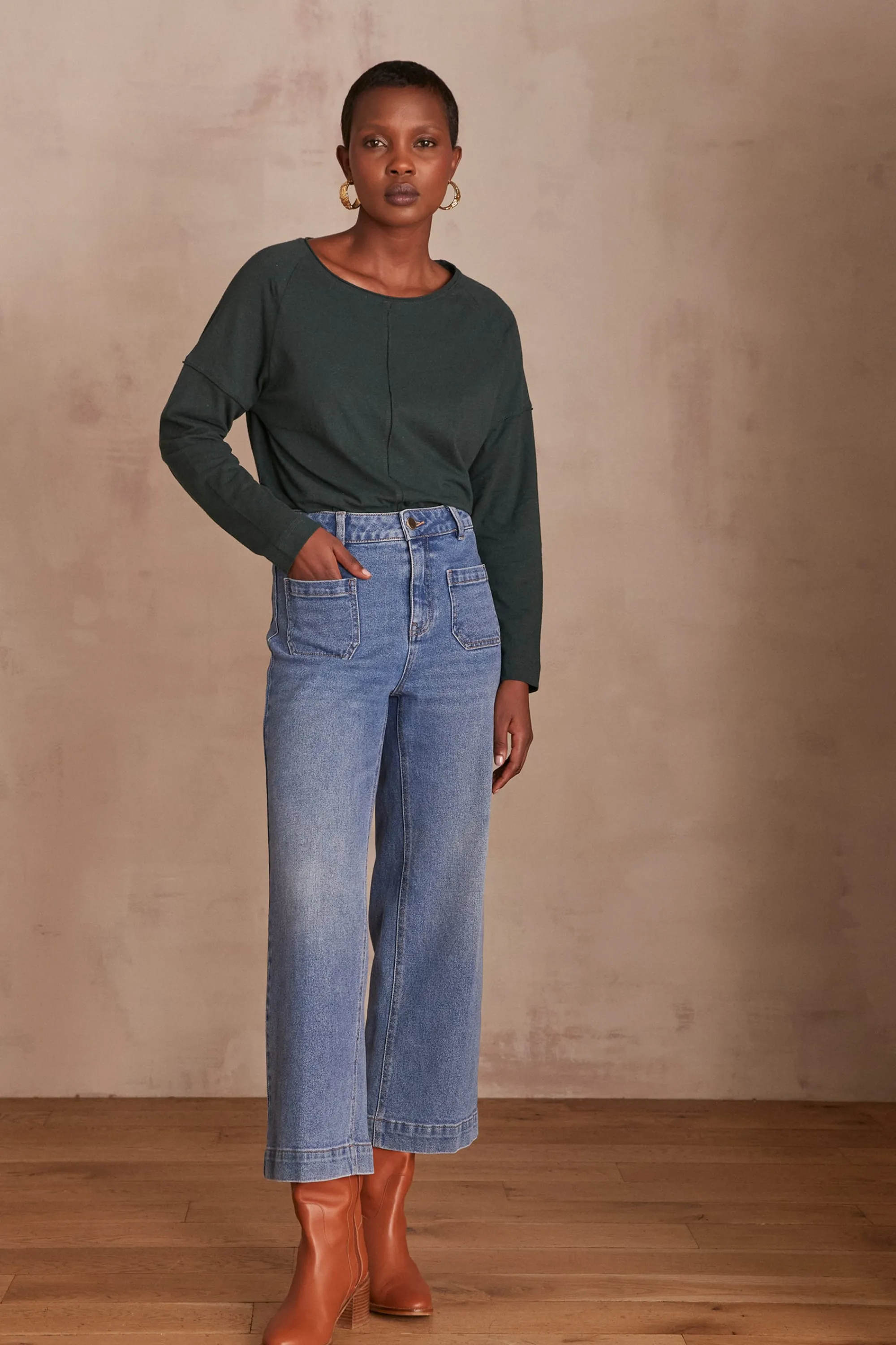 Maison 123 Jeans We Care | Jeans Larges>Jean LEA CROPPED BLEU
