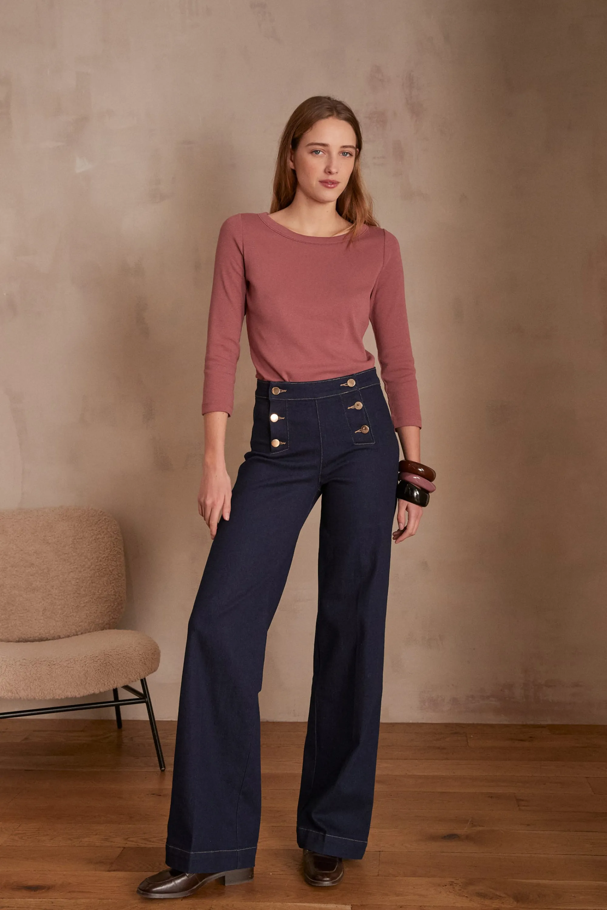 Maison 123 Jeans We Care | Jeans Taille Haute>Jean wideleg OXAN ENCRE