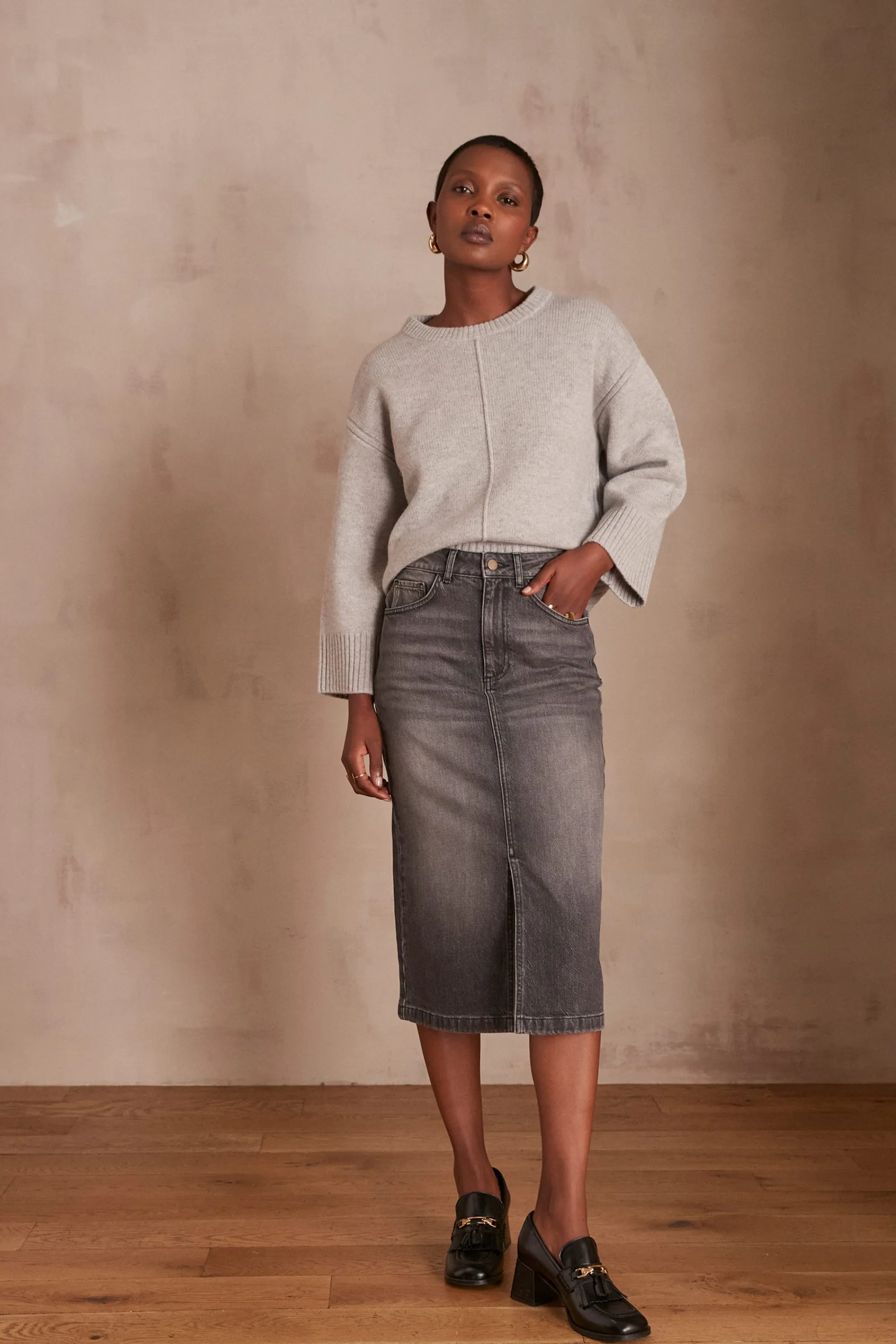Maison 123 Jupes Longues Et Midi | Jupes En Jean>Jupe BIRDY CHINE CLAIR