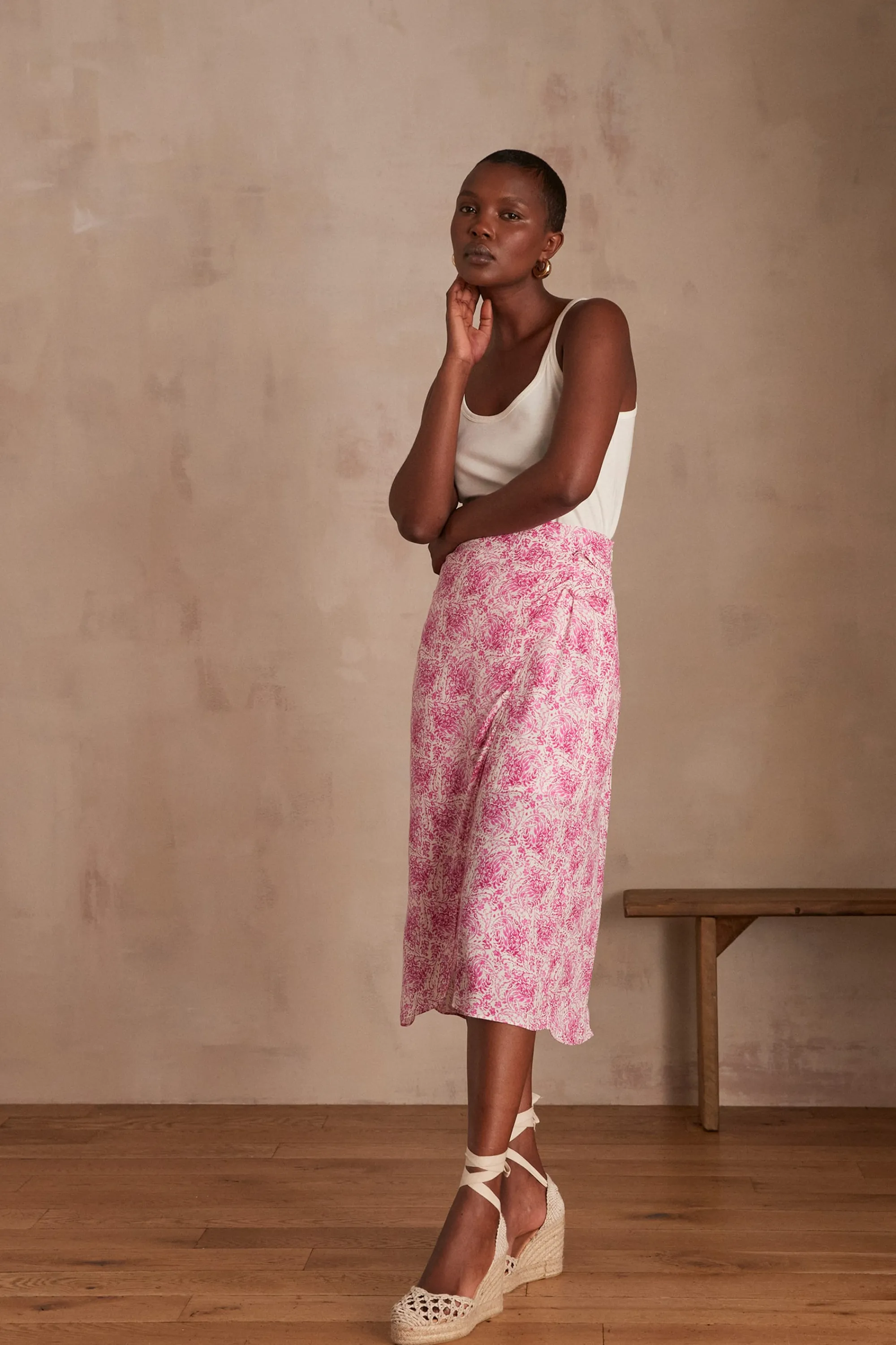 Maison 123 Jupes Longues Et Midi>Jupe ELODIE ROSE PALE