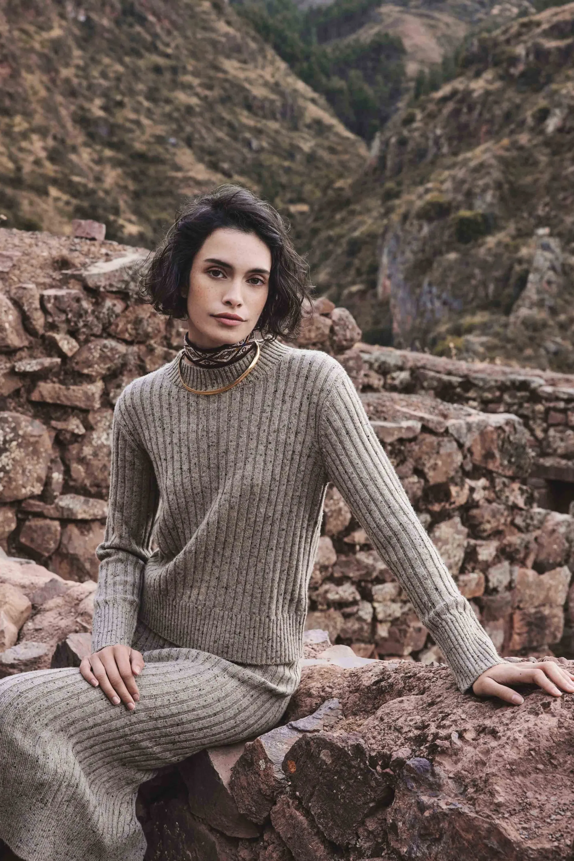 Maison 123 Jupes Longues Et Midi | Jupes En Maille>Jupe EMMA TAUPE FONCE