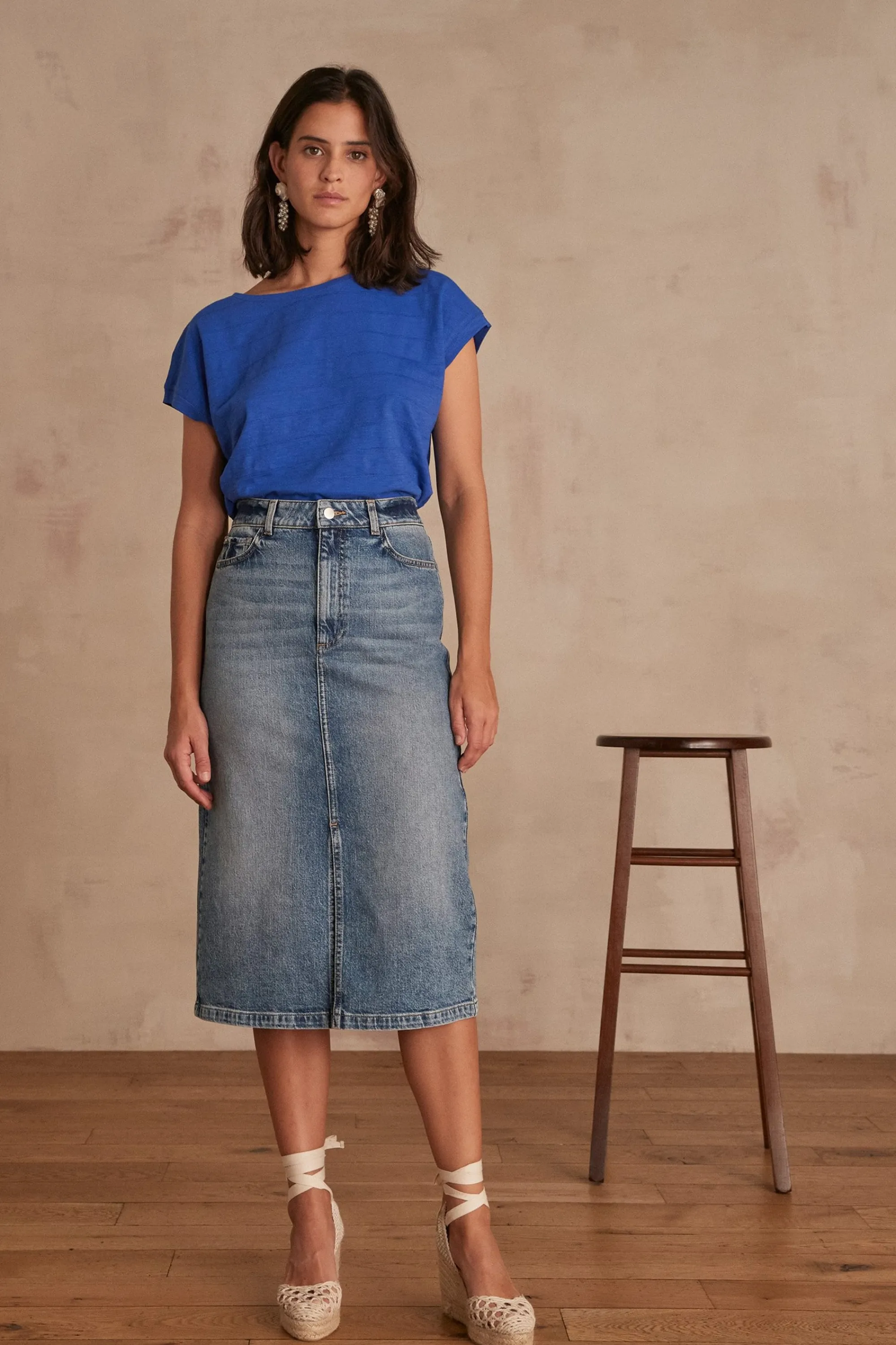 Maison 123 Jupes En Jean>JUPE EN JEAN BIRDY DELAVE CLAIR