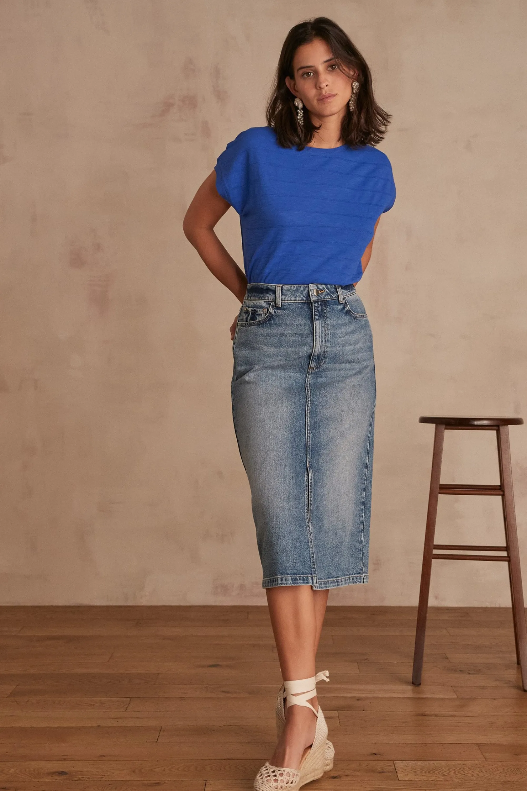 Maison 123 Jupes En Jean>JUPE EN JEAN BIRDY DELAVE CLAIR