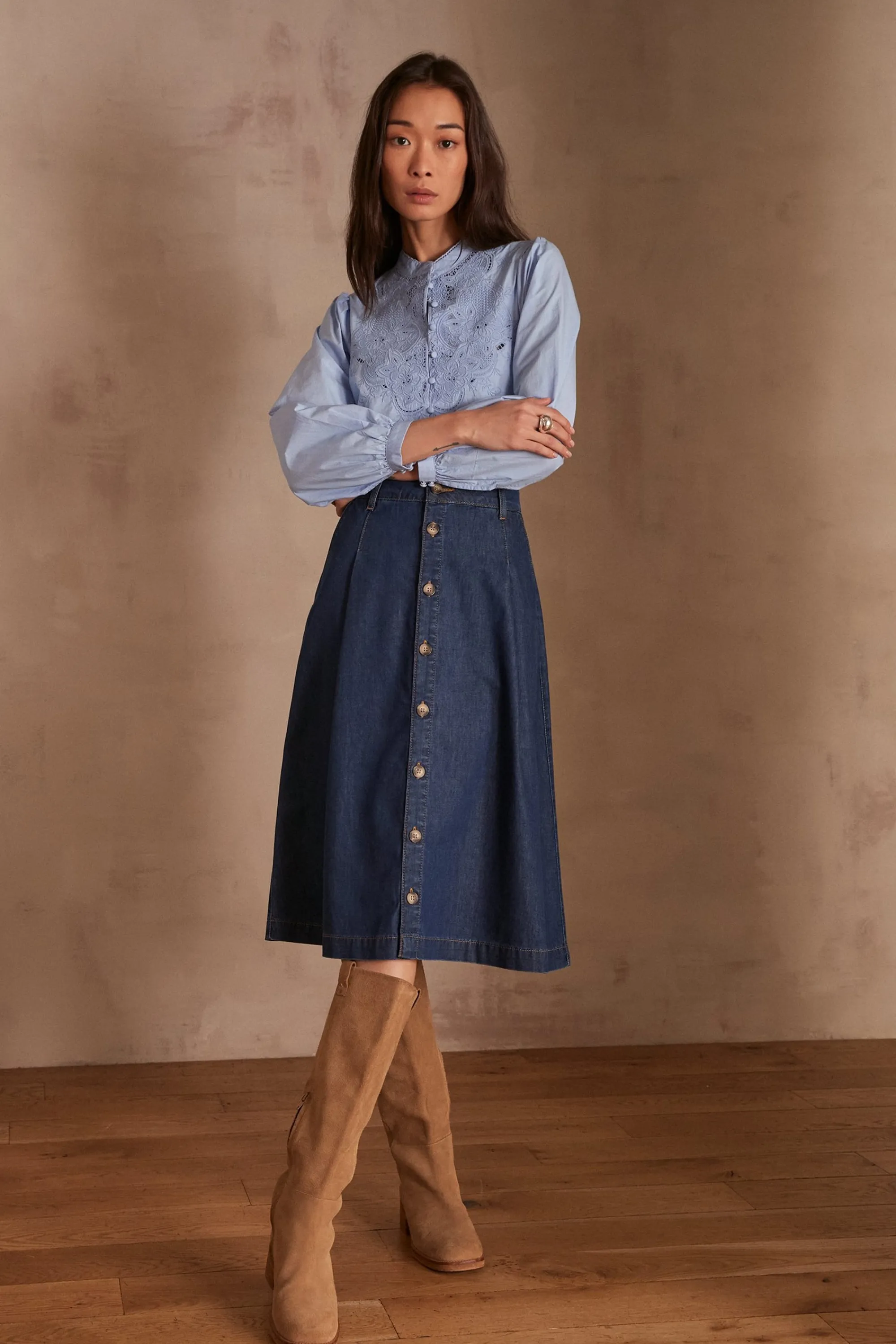Maison 123 Jupes Longues Et Midi | Jupes En Jean>Jupe JUSTINE INDIGO FONCE