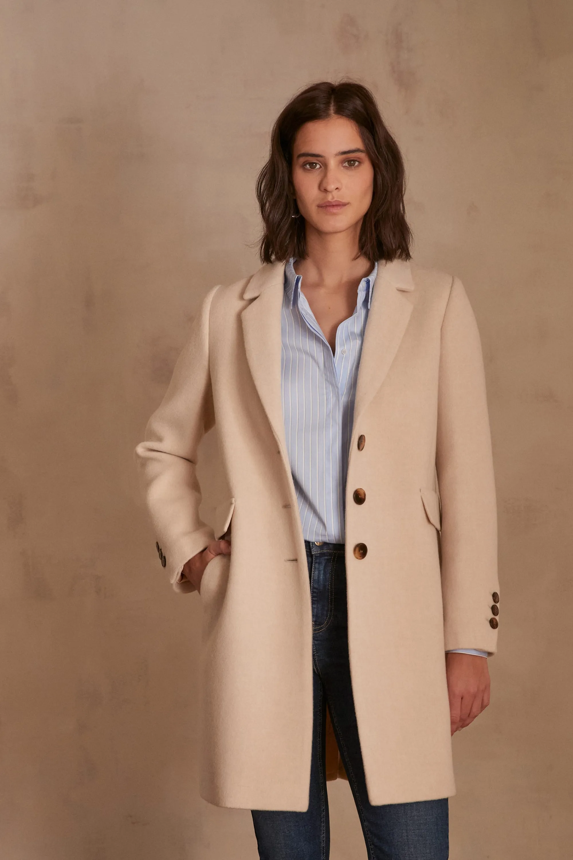 Maison 123 Manteaux Longs | Manteaux En Laine>Manteau en laine ANABELLE BIS NATUREL