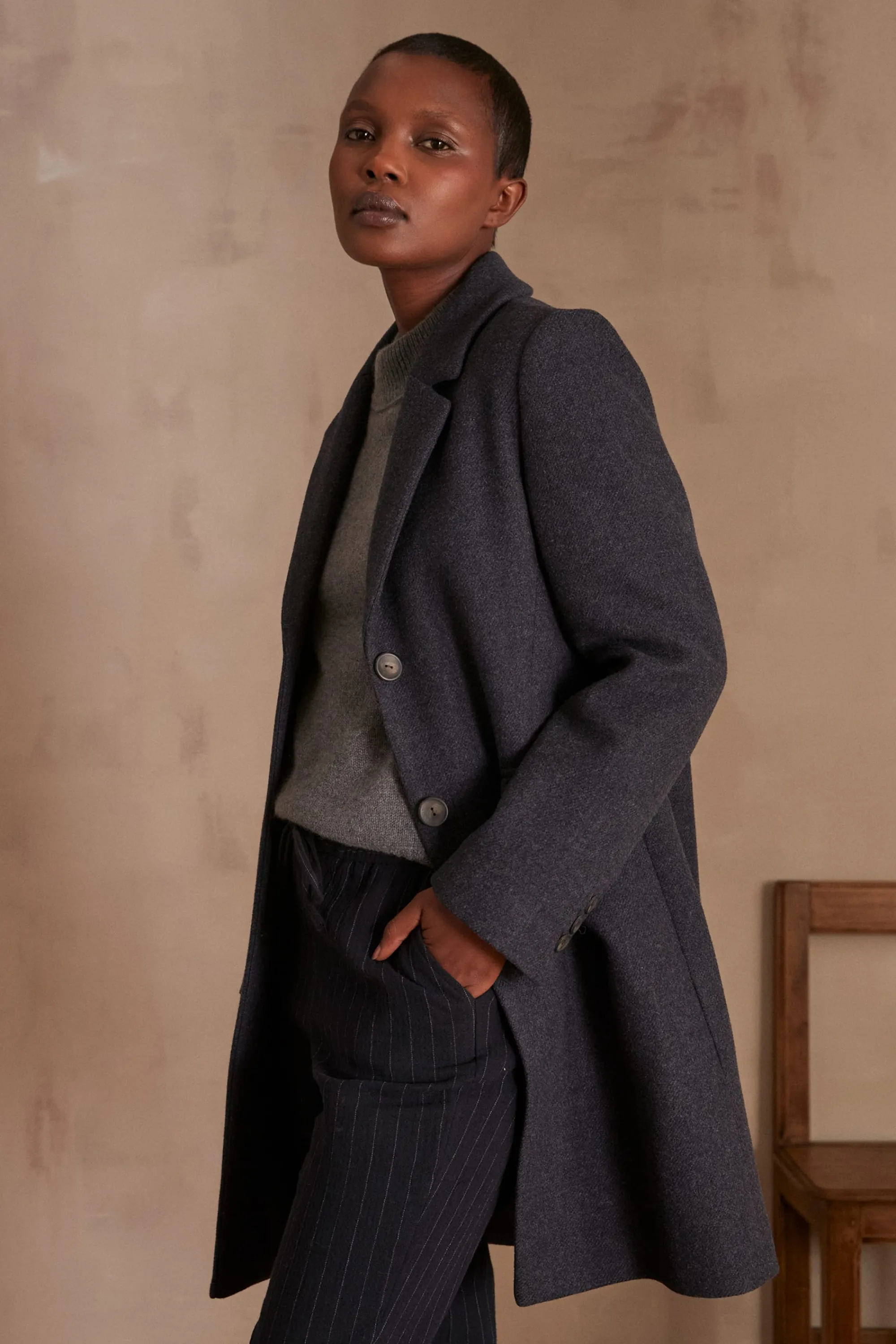 Maison 123 Manteaux Longs | Manteaux En Laine>Manteau ANABELLE GRIS SOURIS