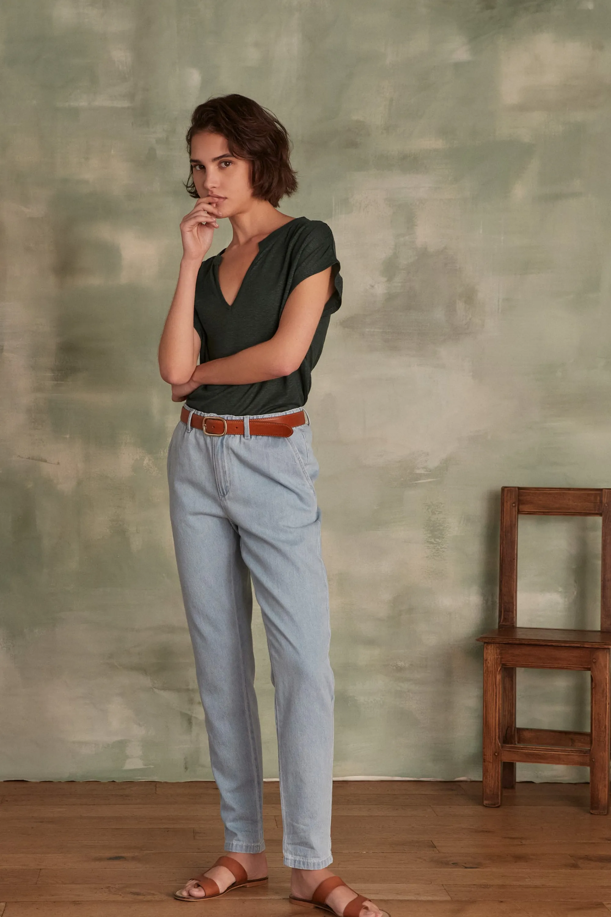 Maison 123 Jeans We Care>Pantalon chino SABIL INDIGO CLAIR