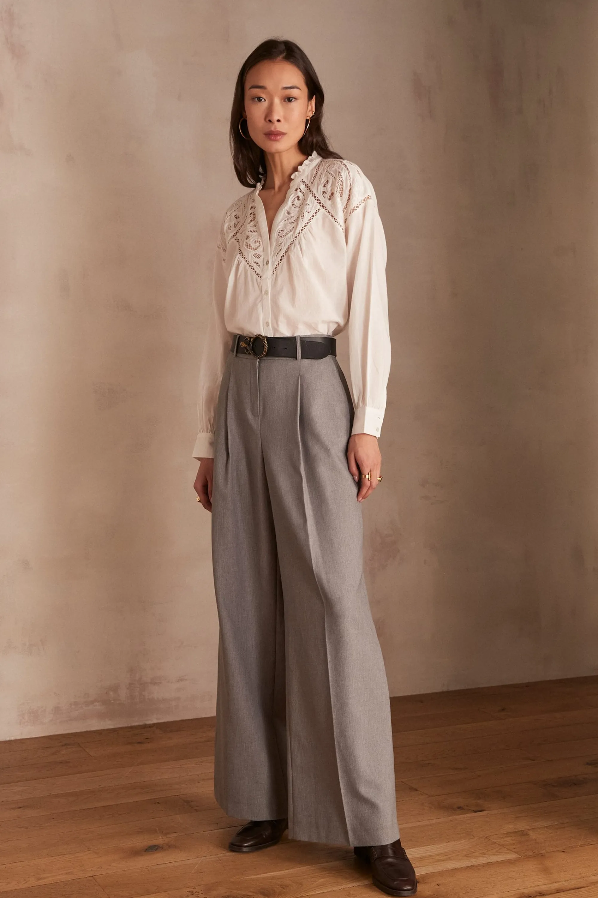 Maison 123 Pantalons Fluides | Pantalons Larges>Pantalon de tailleur large FLAUBERT GRIS SOURIS