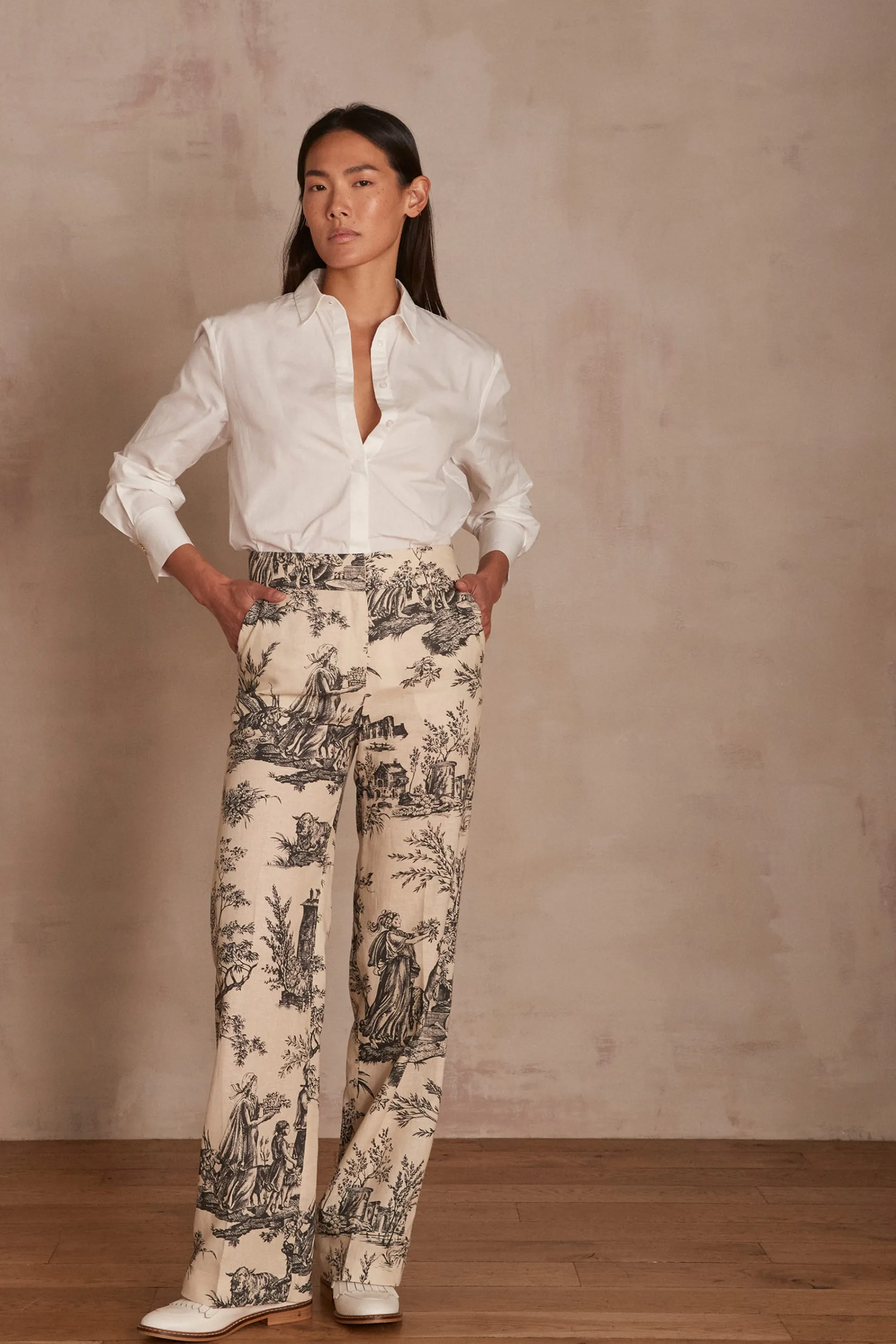 Maison 123 Pantalons De Tailleur | Pantalons Fluides>Pantalon large Florentin NOIR/BLANC