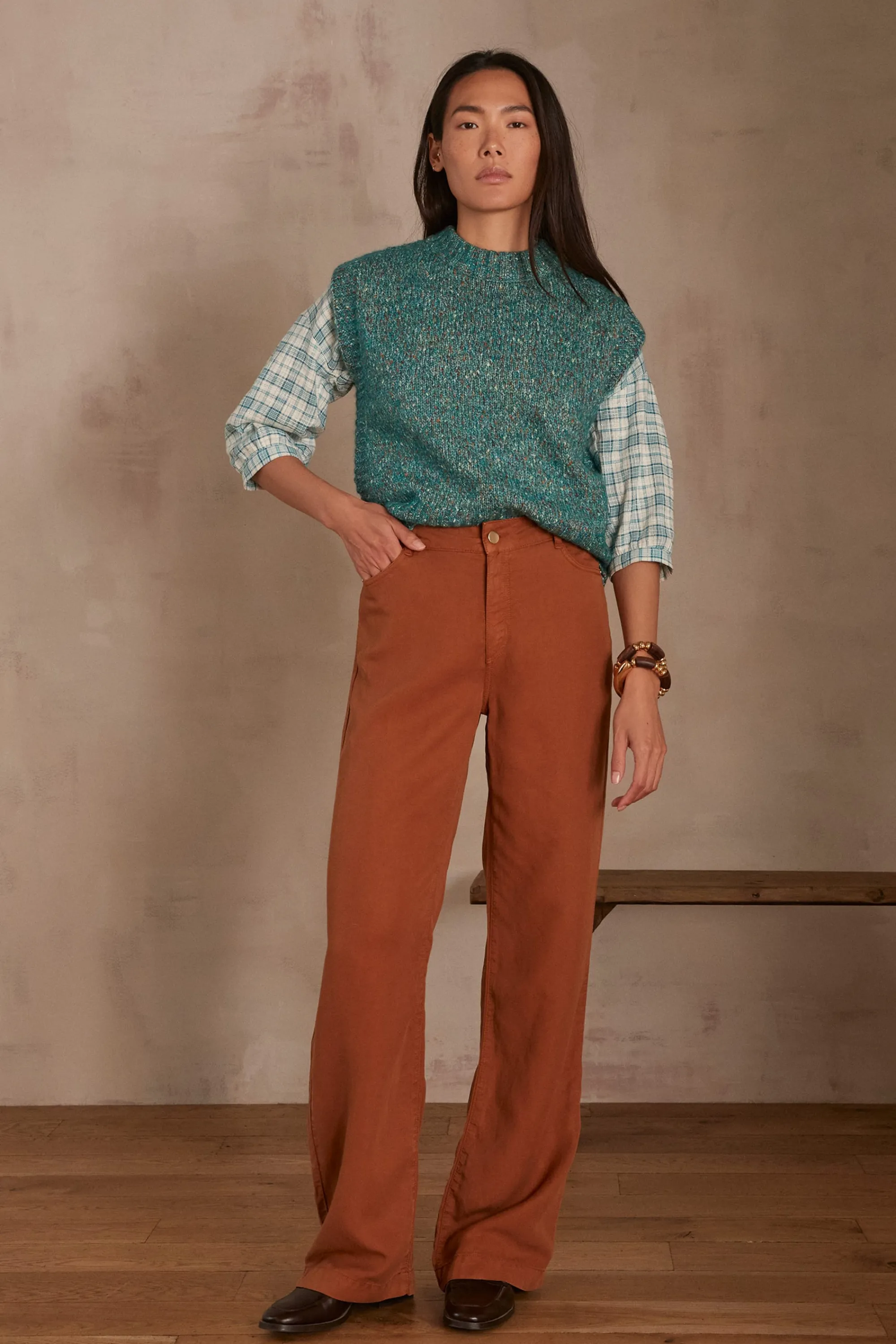 Maison 123 Pantalons Fluides>Pantalon large SANDY CARAMEL