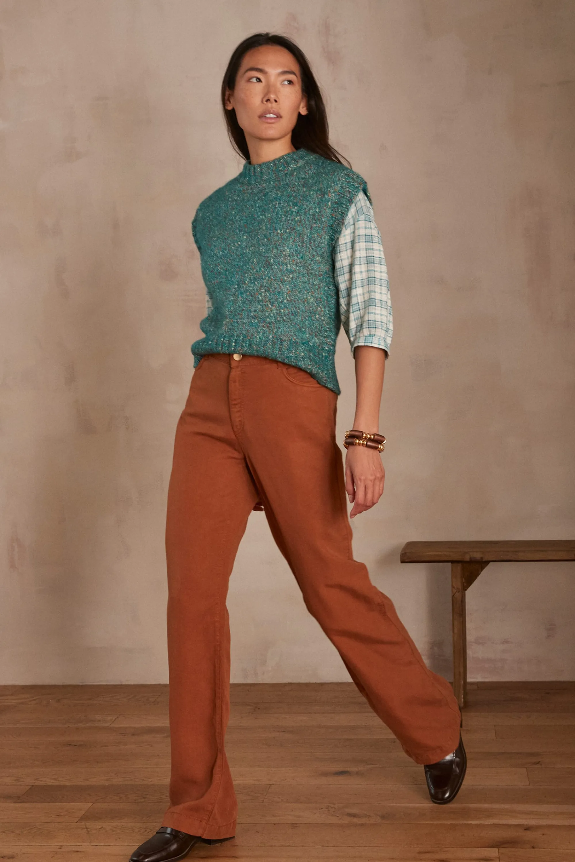 Maison 123 Pantalons Fluides>Pantalon large SANDY CARAMEL