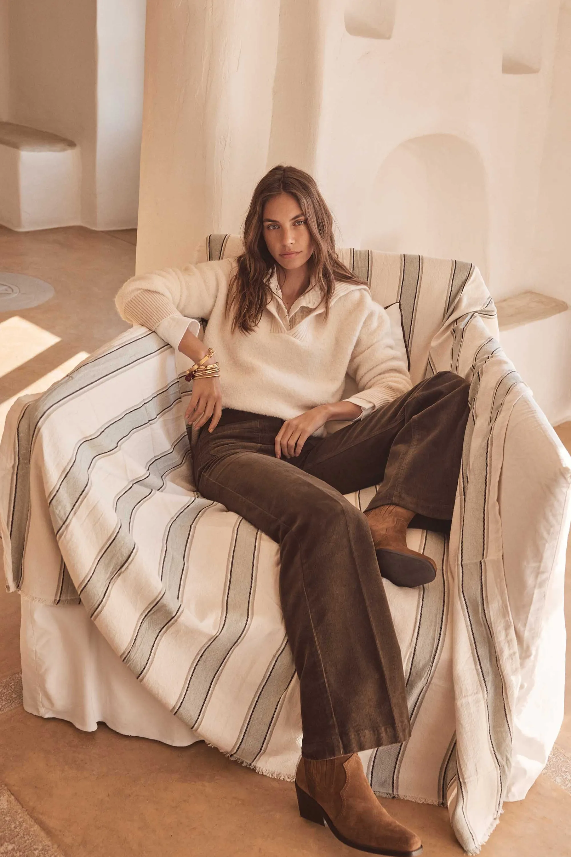 Maison 123 Pantalons En Velours>Pantalon LUNA KAKI