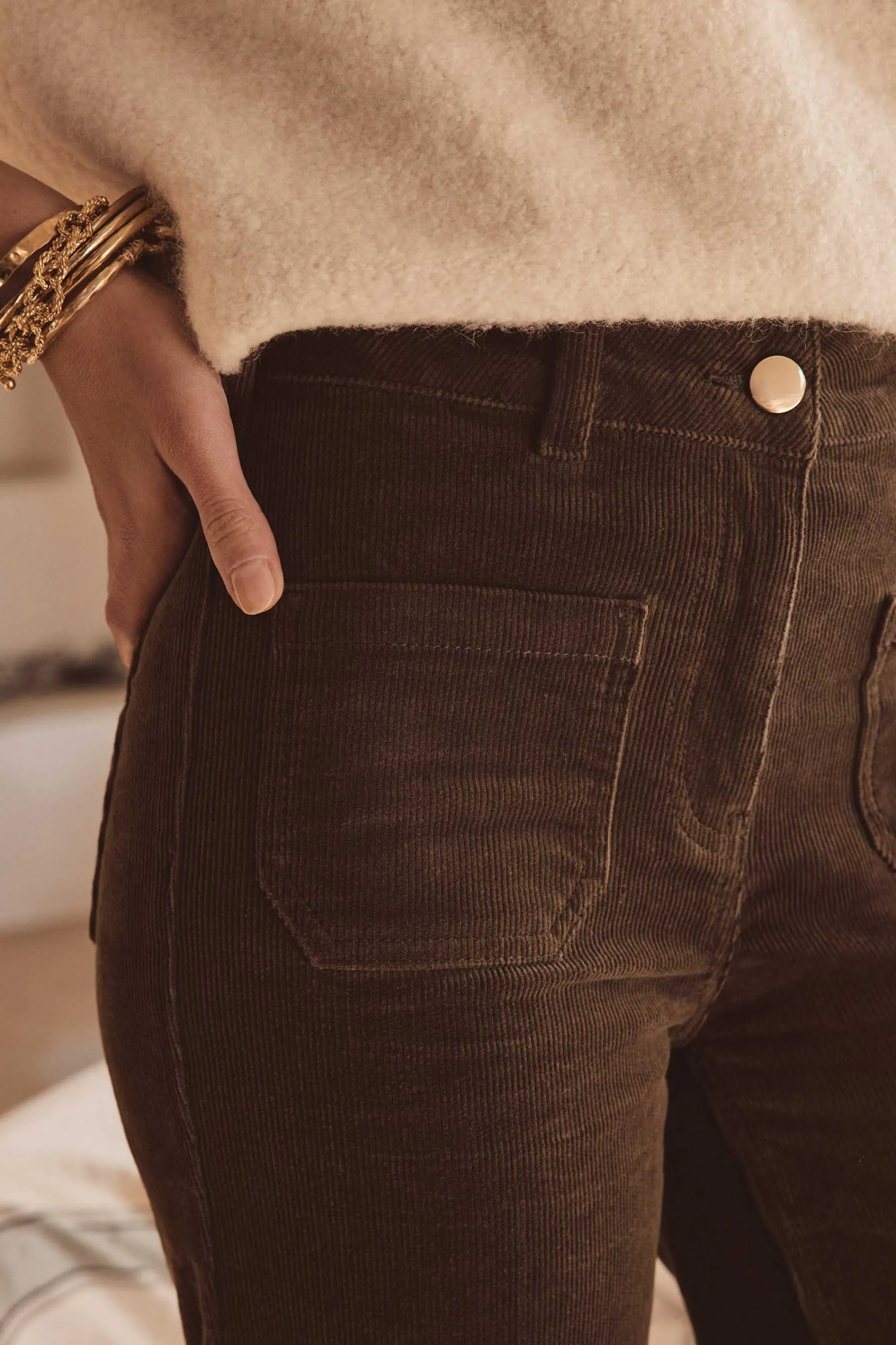 Maison 123 Pantalons En Velours>Pantalon LUNA KAKI