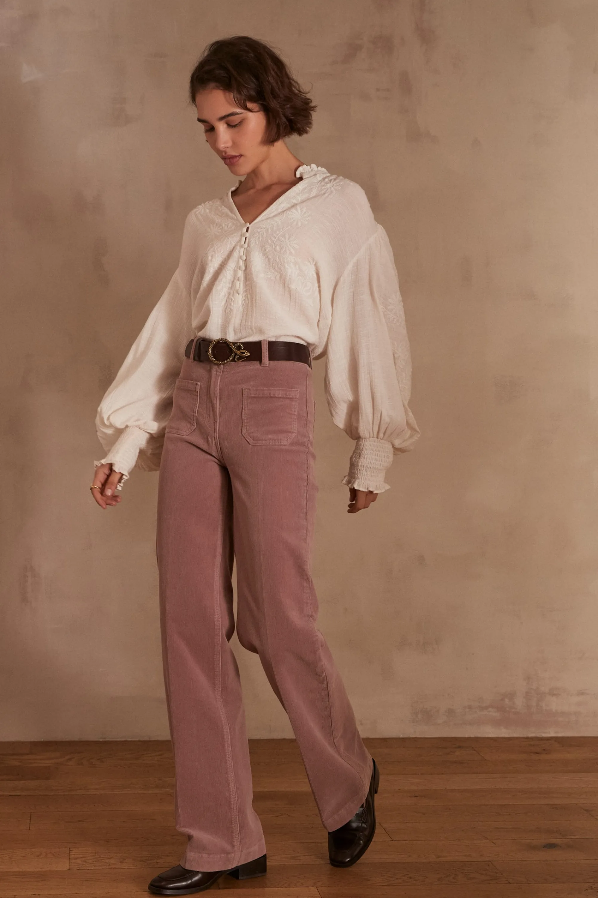 Maison 123 Pantalons En Velours>Pantalon LUNA ROSE FONCE