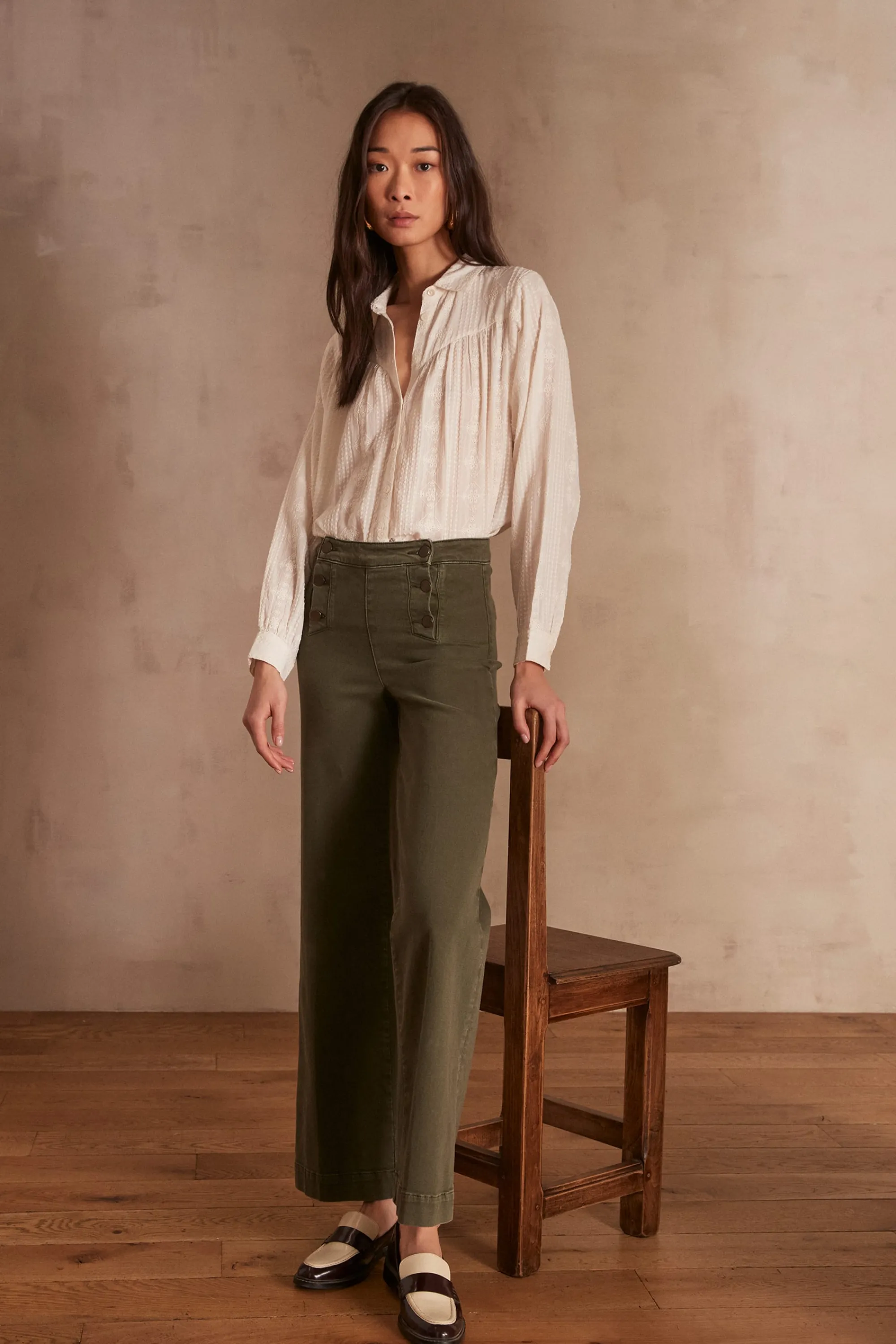 Maison 123 Jeans We Care | Jeans Taille Haute>Pantalon wideleg OXAN KAKI