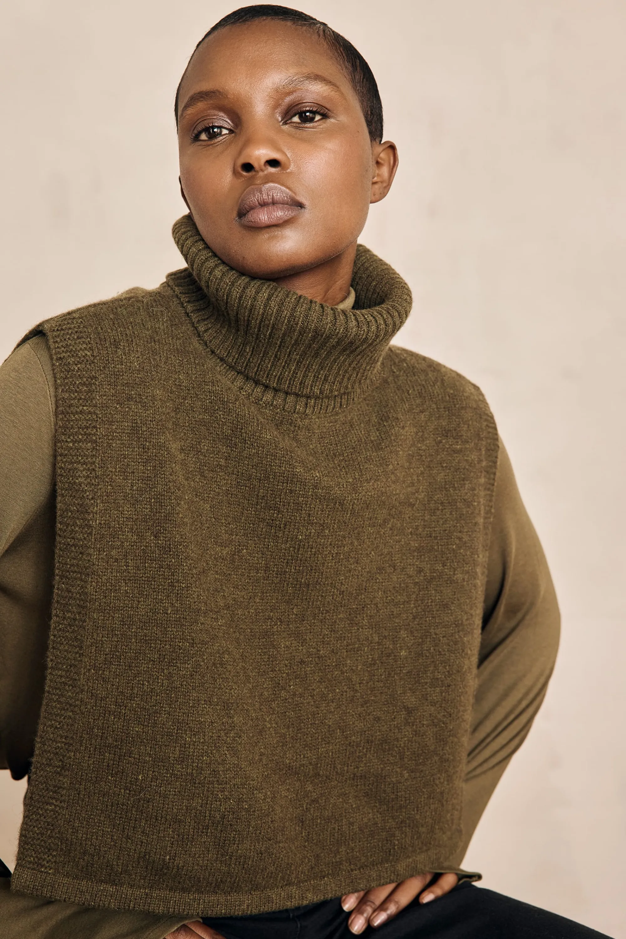 Maison 123 Echarpes | Cols Et Plastrons>Plastron en laine LOLA OLIVE