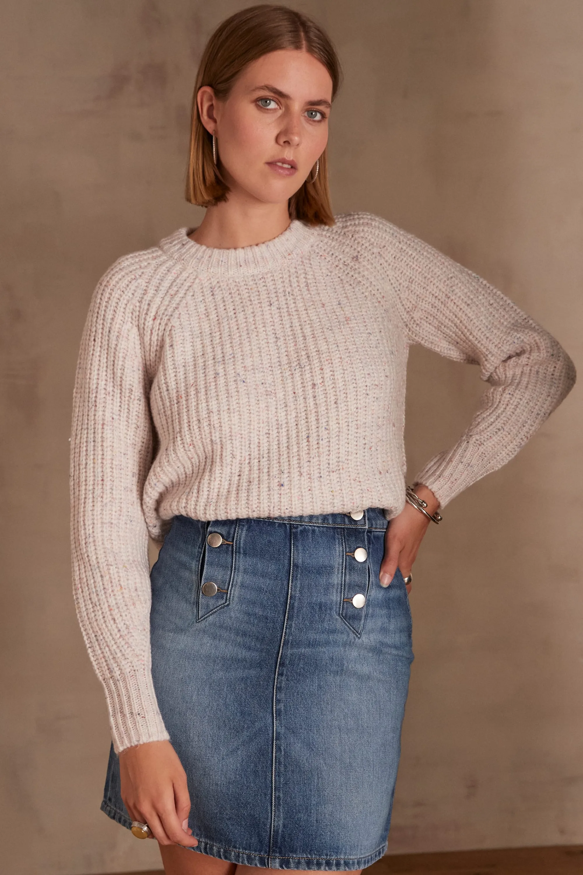 Maison 123 Pulls Col Rond>Pull CHIRLEY CREME