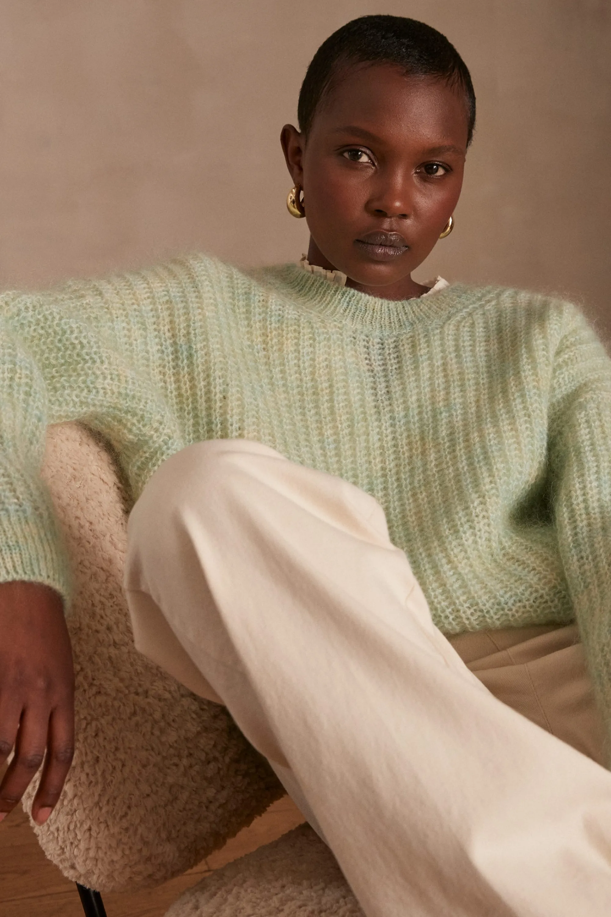 Maison 123 Pulls Col Rond>Pull CLYDE MENTHE