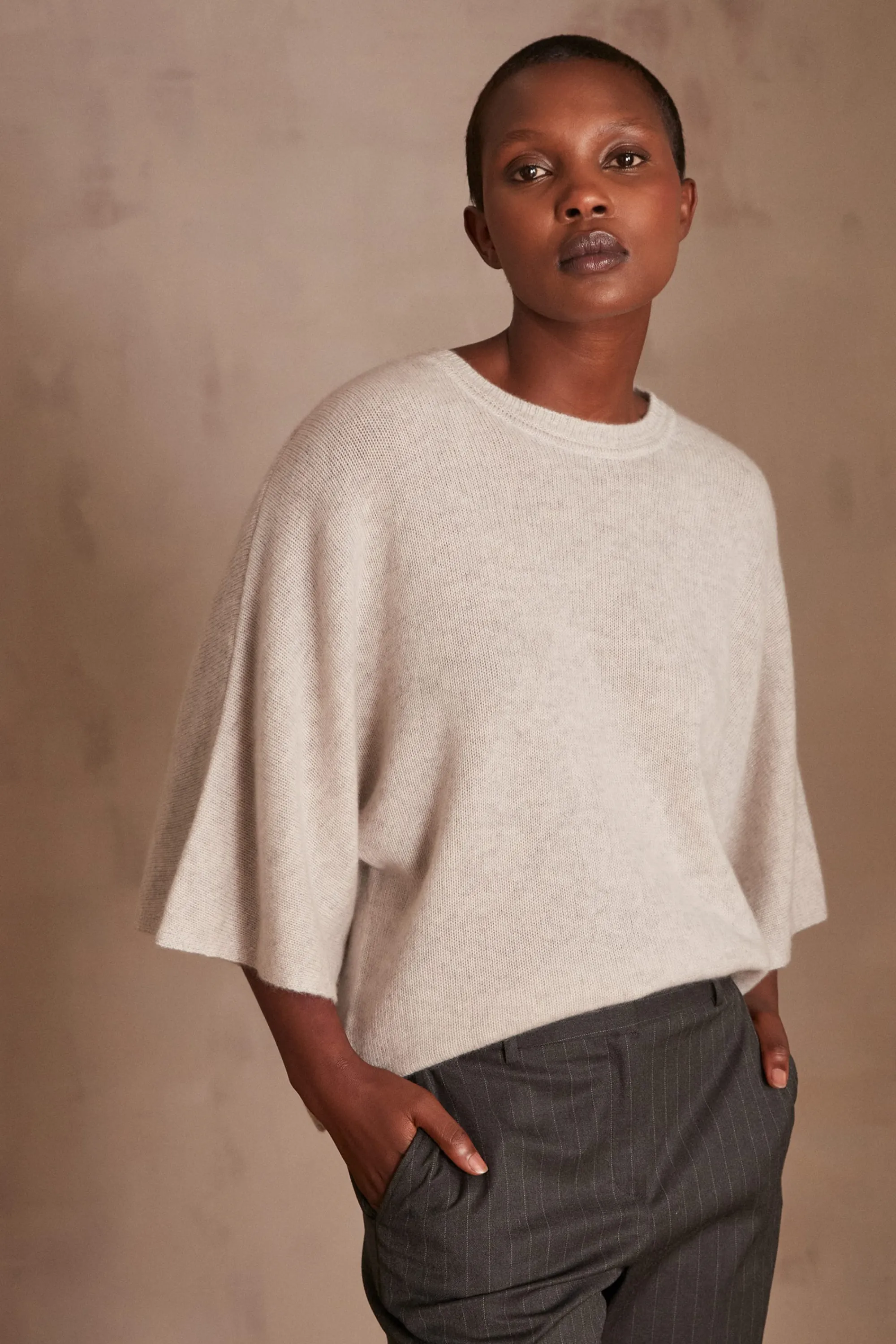 Maison 123 Pulls En Cachemire>Pull CODY GRIS PALE