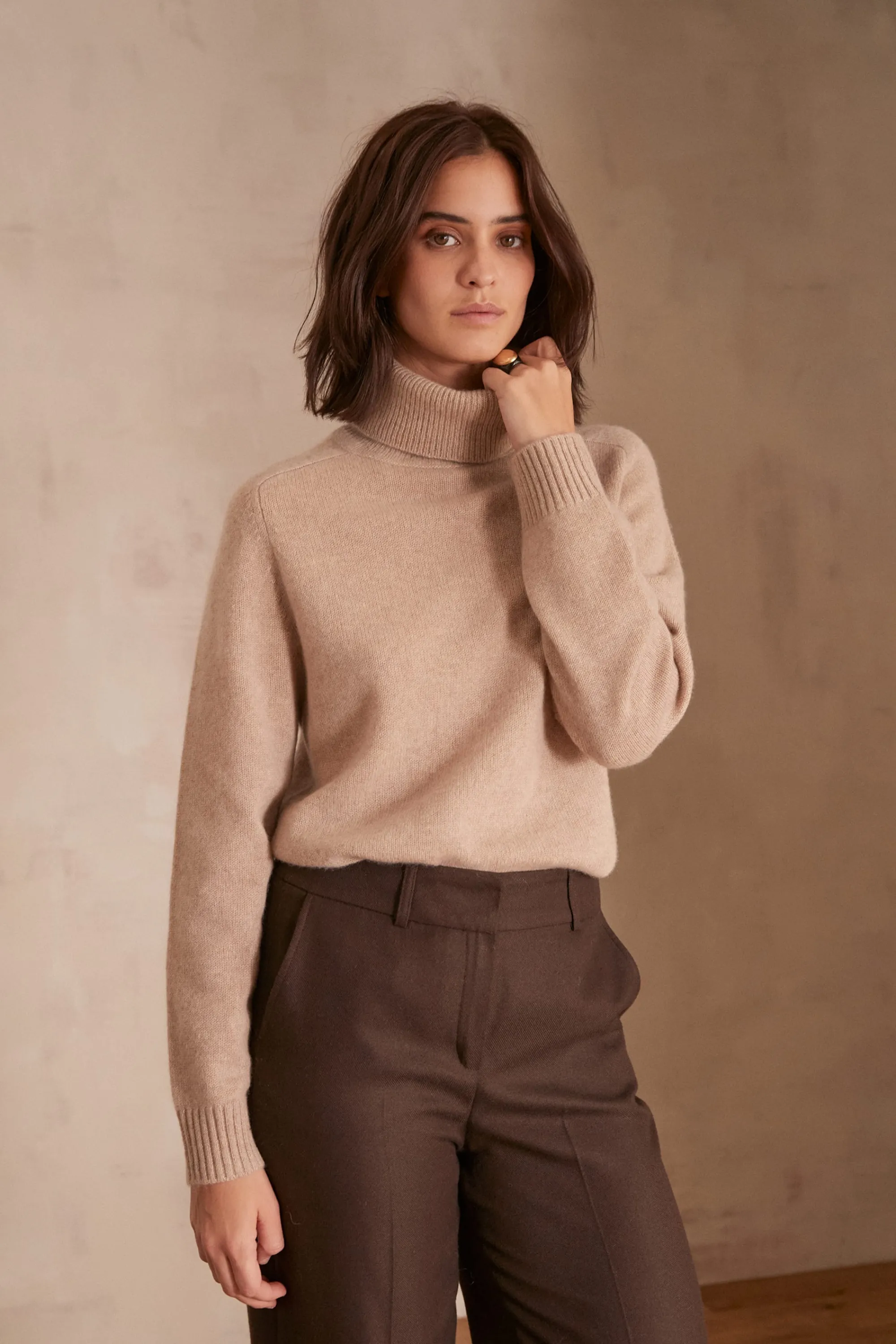 Maison 123 Pulls À Col Roulé | Pulls En Cachemire>Pull en cachemire CLOVIS TAUPE CLAIR