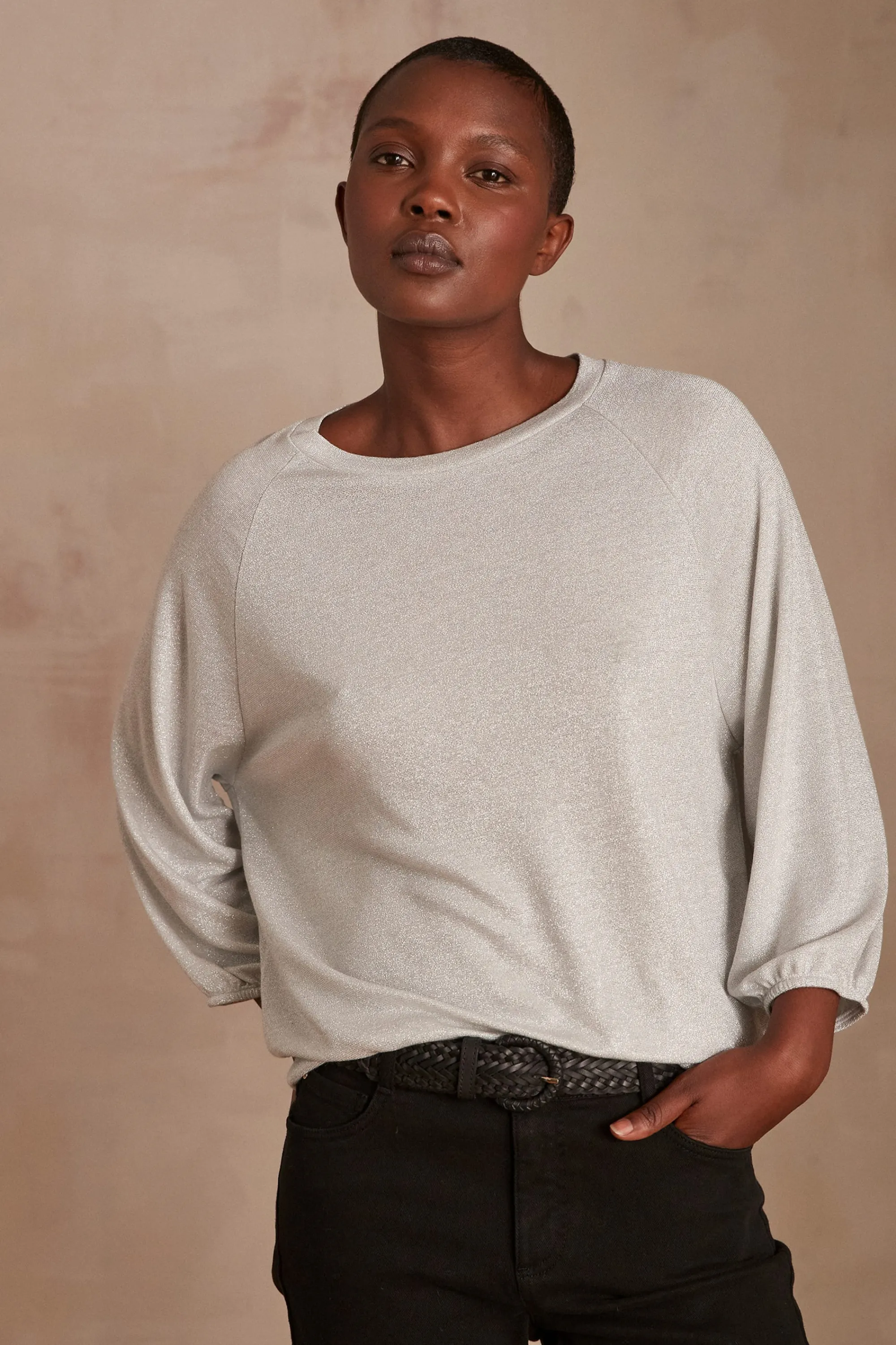 Maison 123 T-Shirts Col Rond>Pull léger TOPAZE ARGENT