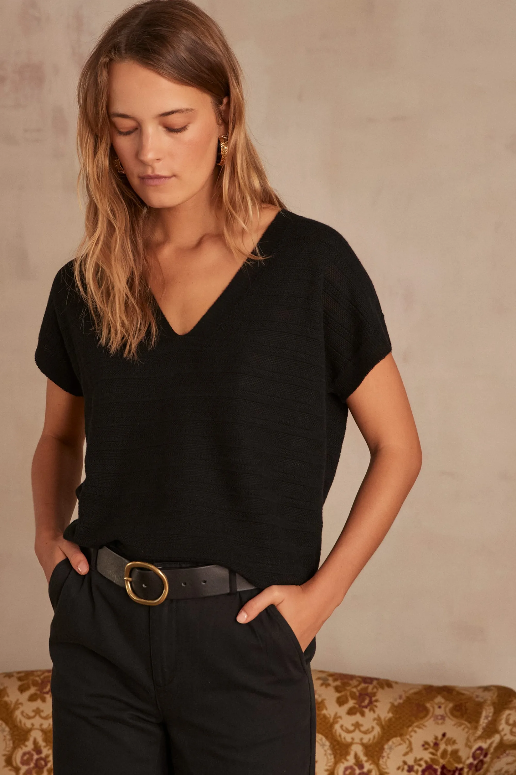 Maison 123 Pulls Col Rond | Pulls Sans Manches>Pull LINE NOIR