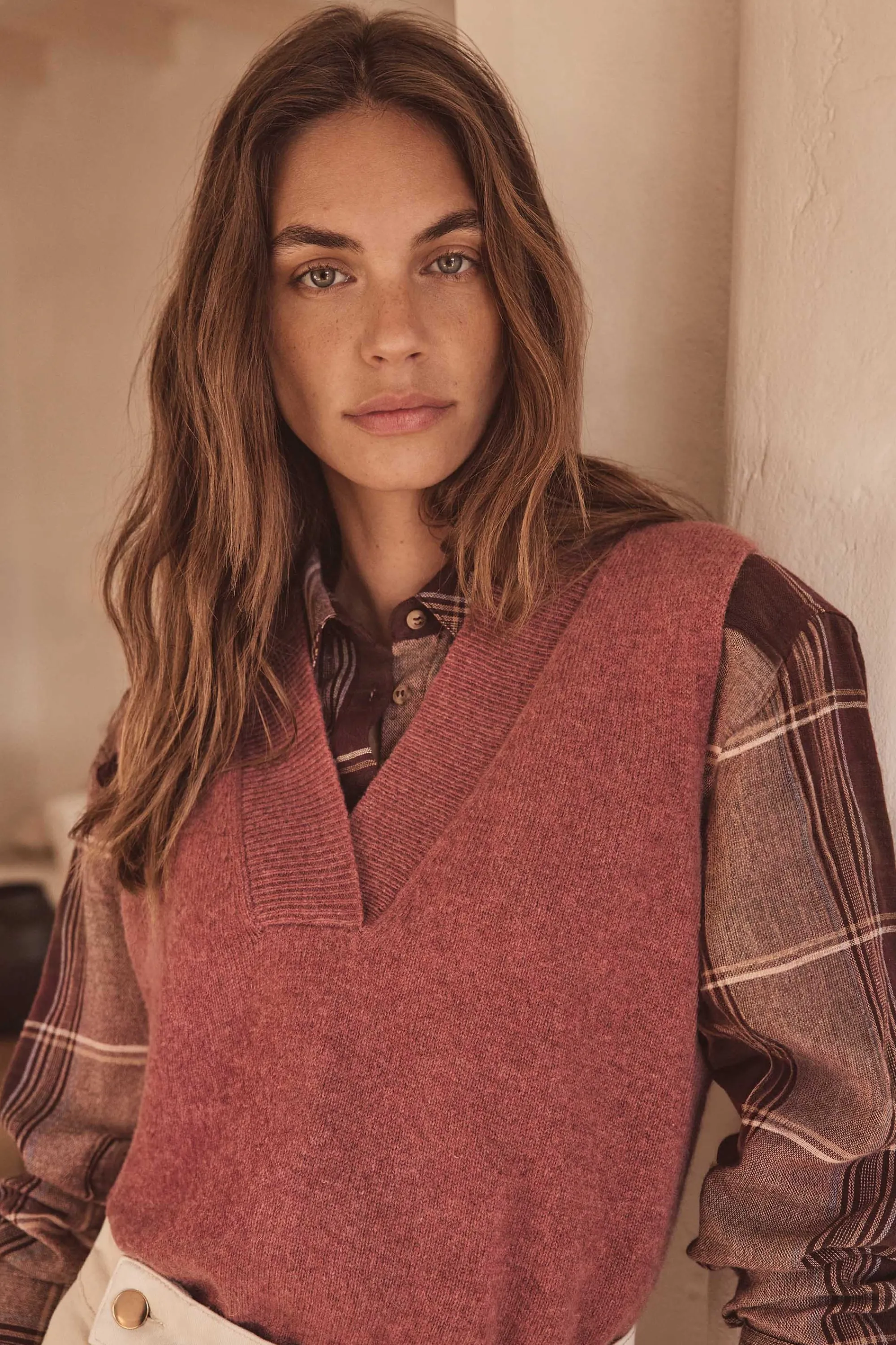 Maison 123 Pulls Sans Manches>Pull sans manches ARISTIDE ROSE FONCE