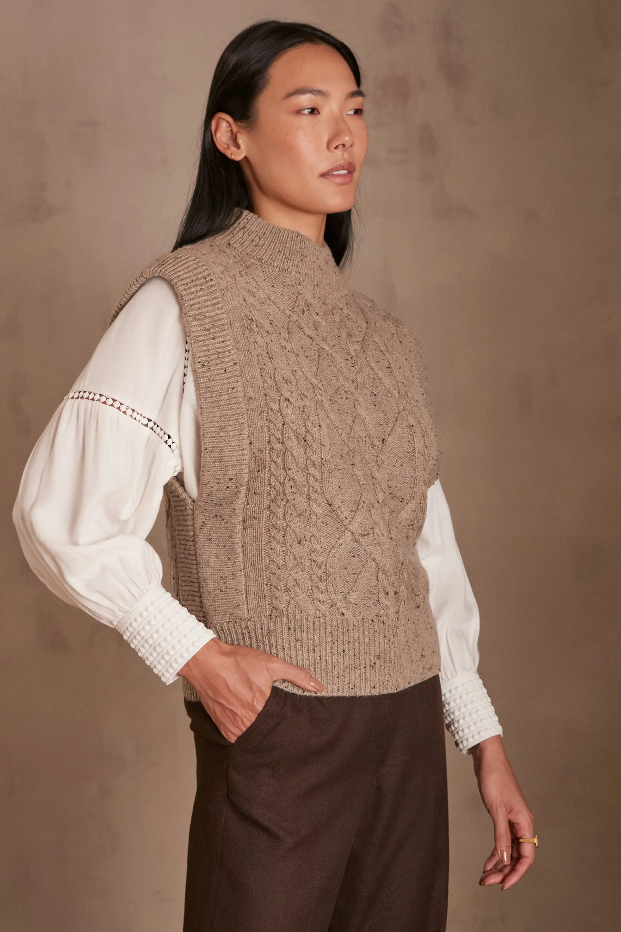 Maison 123 Pulls Sans Manches>Pull sans manches COFFEE TAUPE FONCE