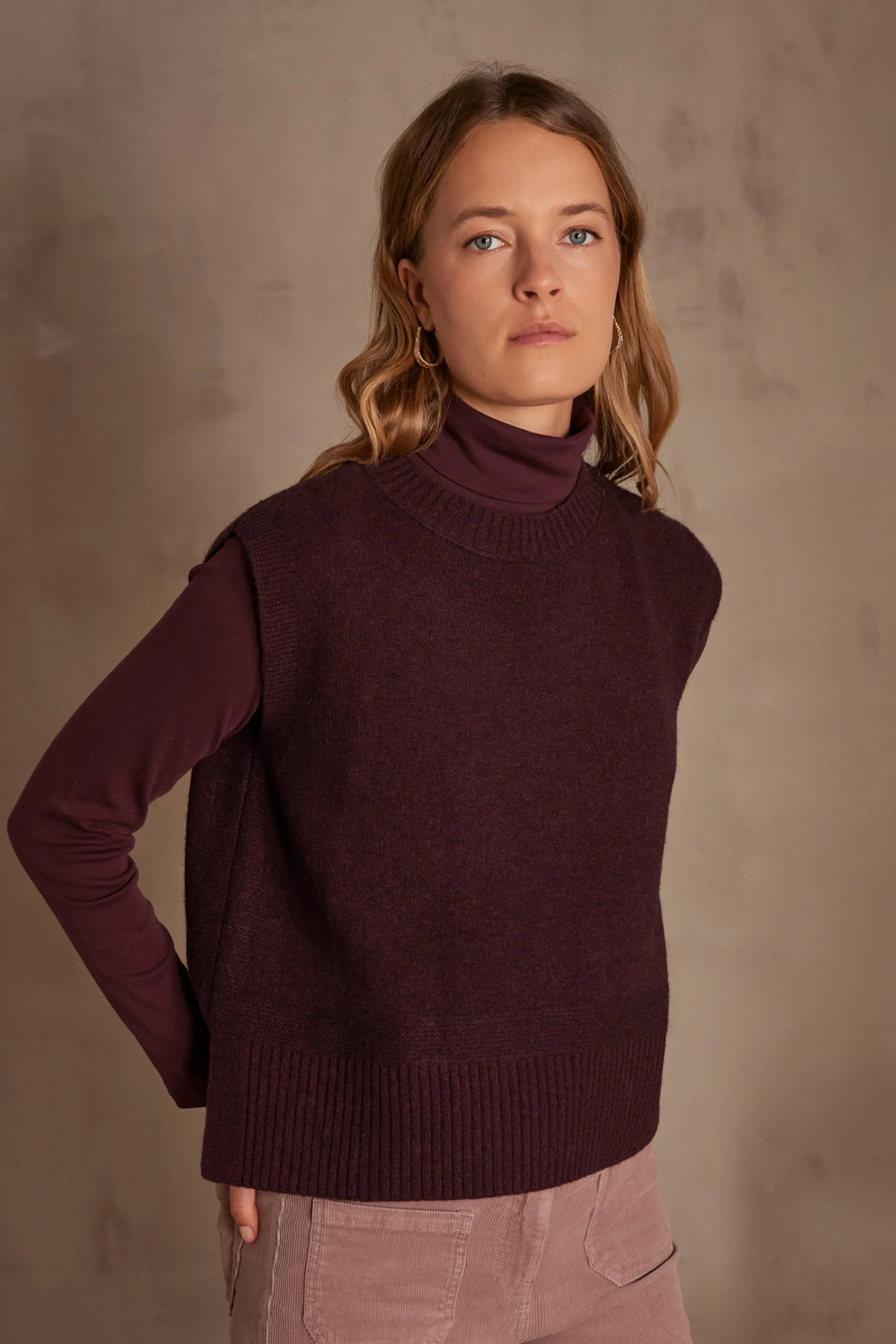 Maison 123 Pulls Sans Manches>Pull sans manches COSTA AUBERGINE