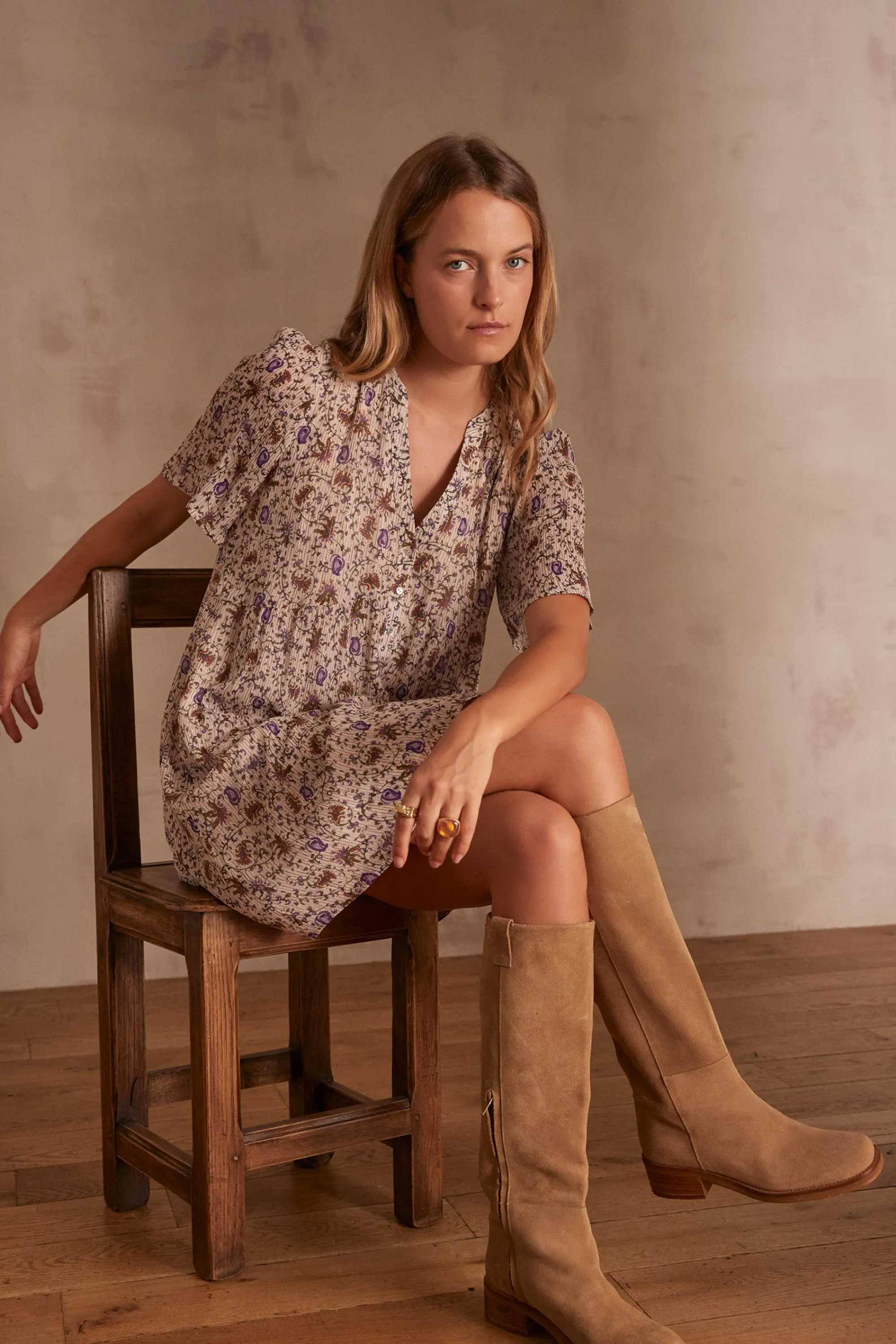 Maison 123 Robes Courtes | Robes Imprimées>Robe ALBANE NATUREL